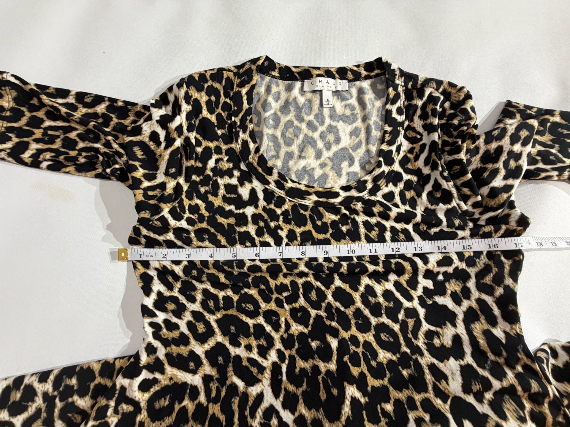 Chaus Leopard Print Long Sleeve Asymmetric Tunic Top S 5