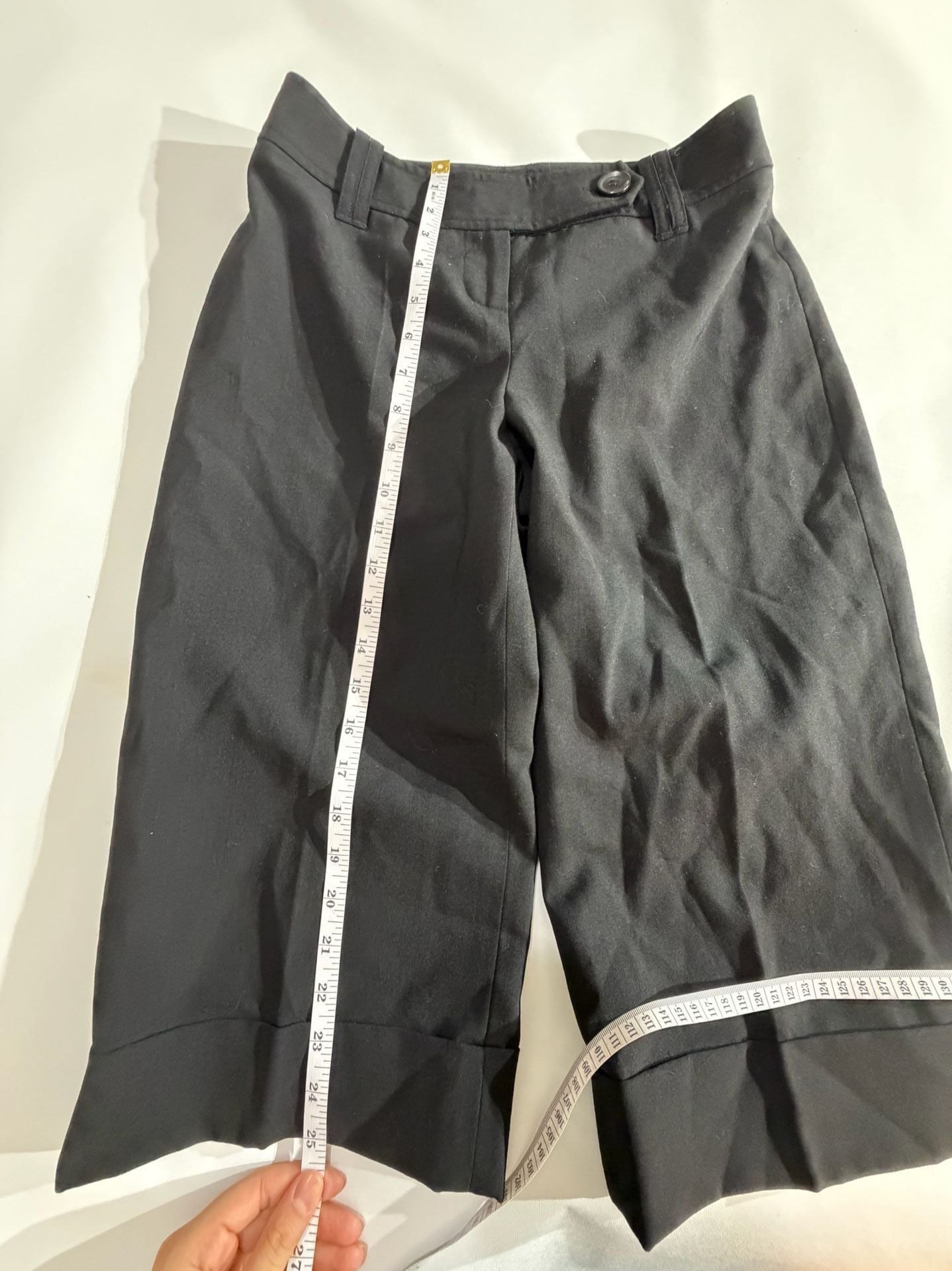 Ann Taylor LOFT Julie Black Cuffed Wide Leg Trouser Pants 0P 2