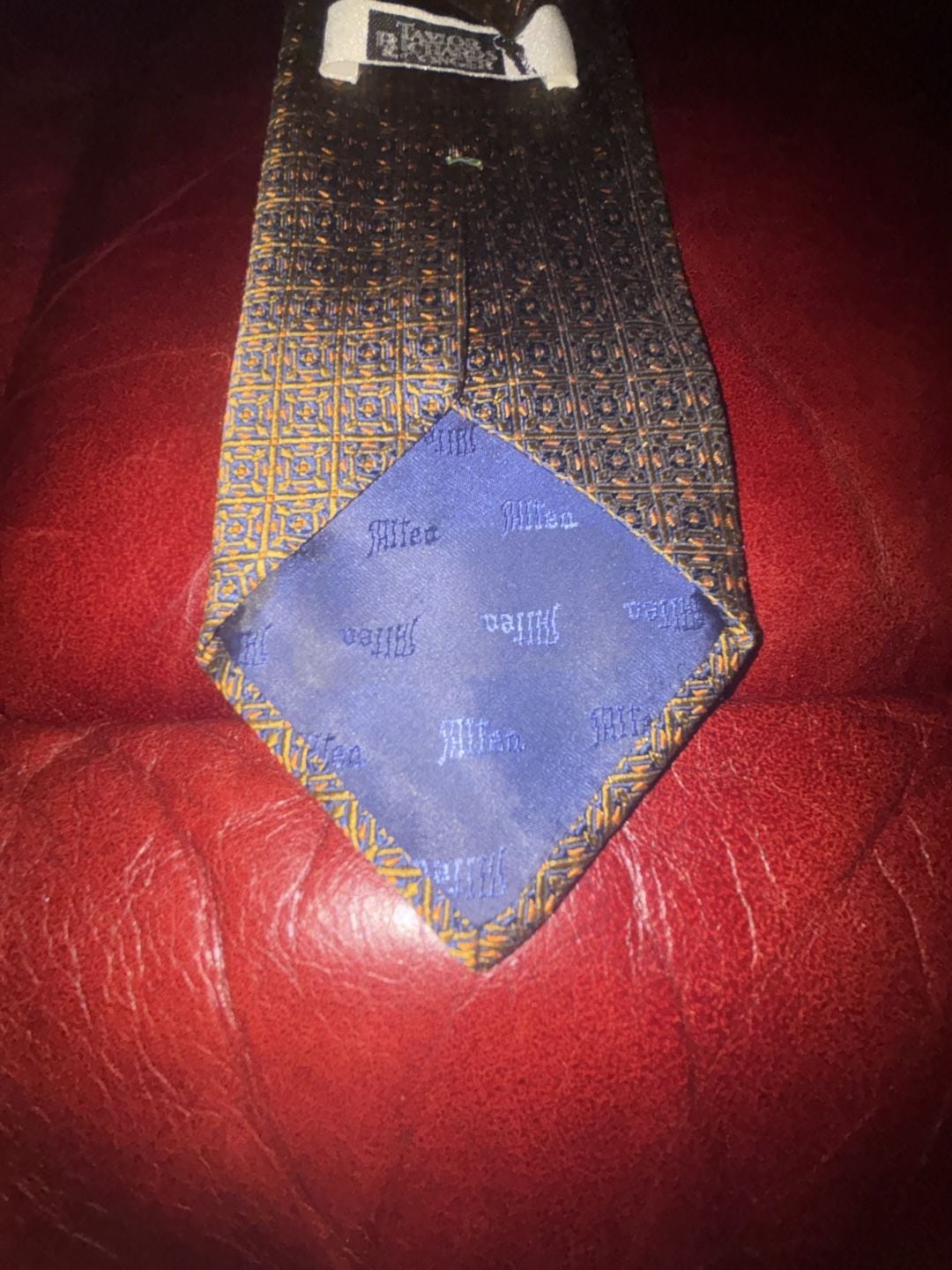 Altea for Taylor Richards & Conger Silk Necktie Geometric Blue Gold 2