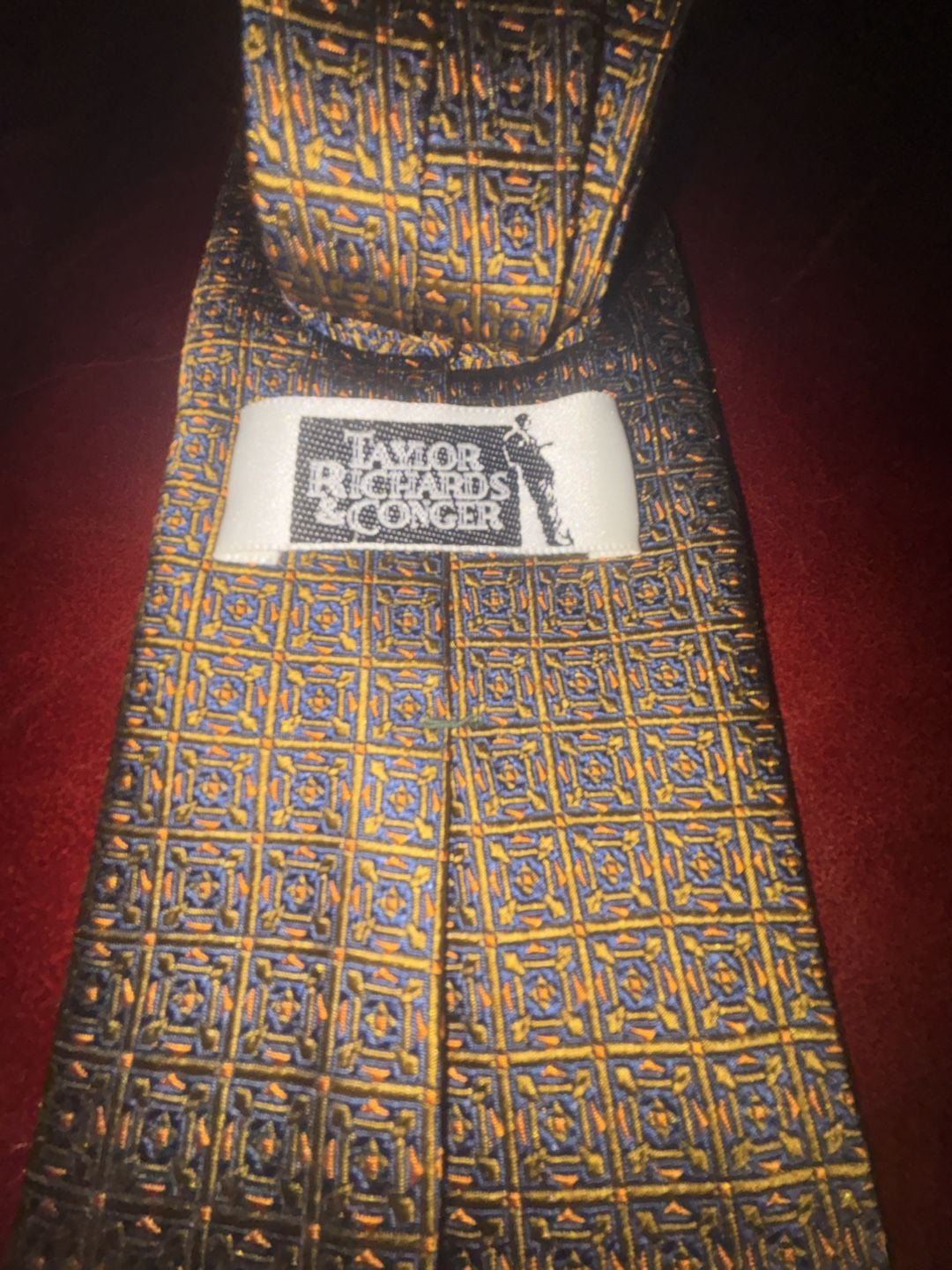 Altea for Taylor Richards & Conger Silk Necktie Geometric Blue Gold 3