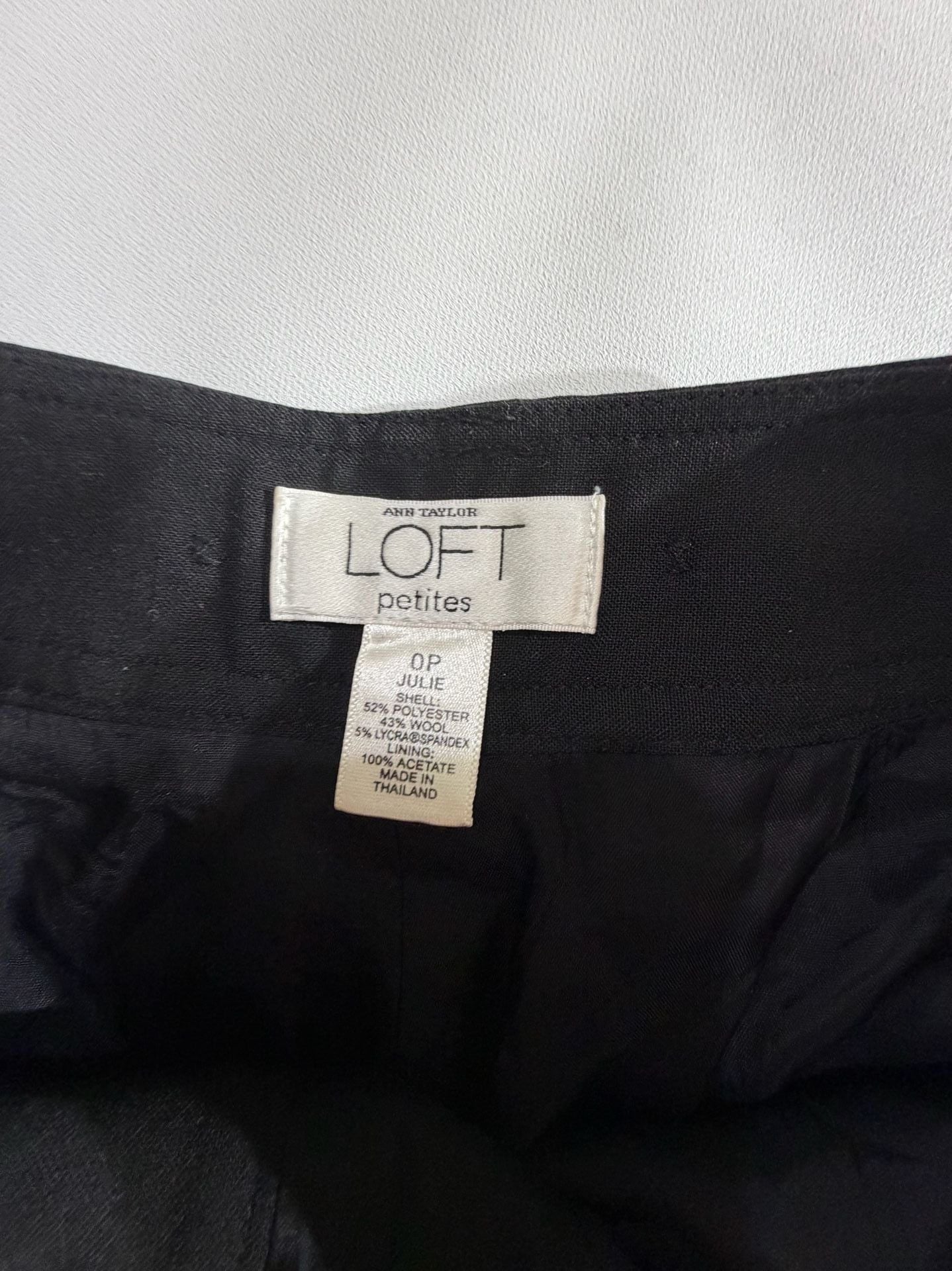 Ann Taylor LOFT Julie Black Cuffed Wide Leg Trouser Pants 0P 5