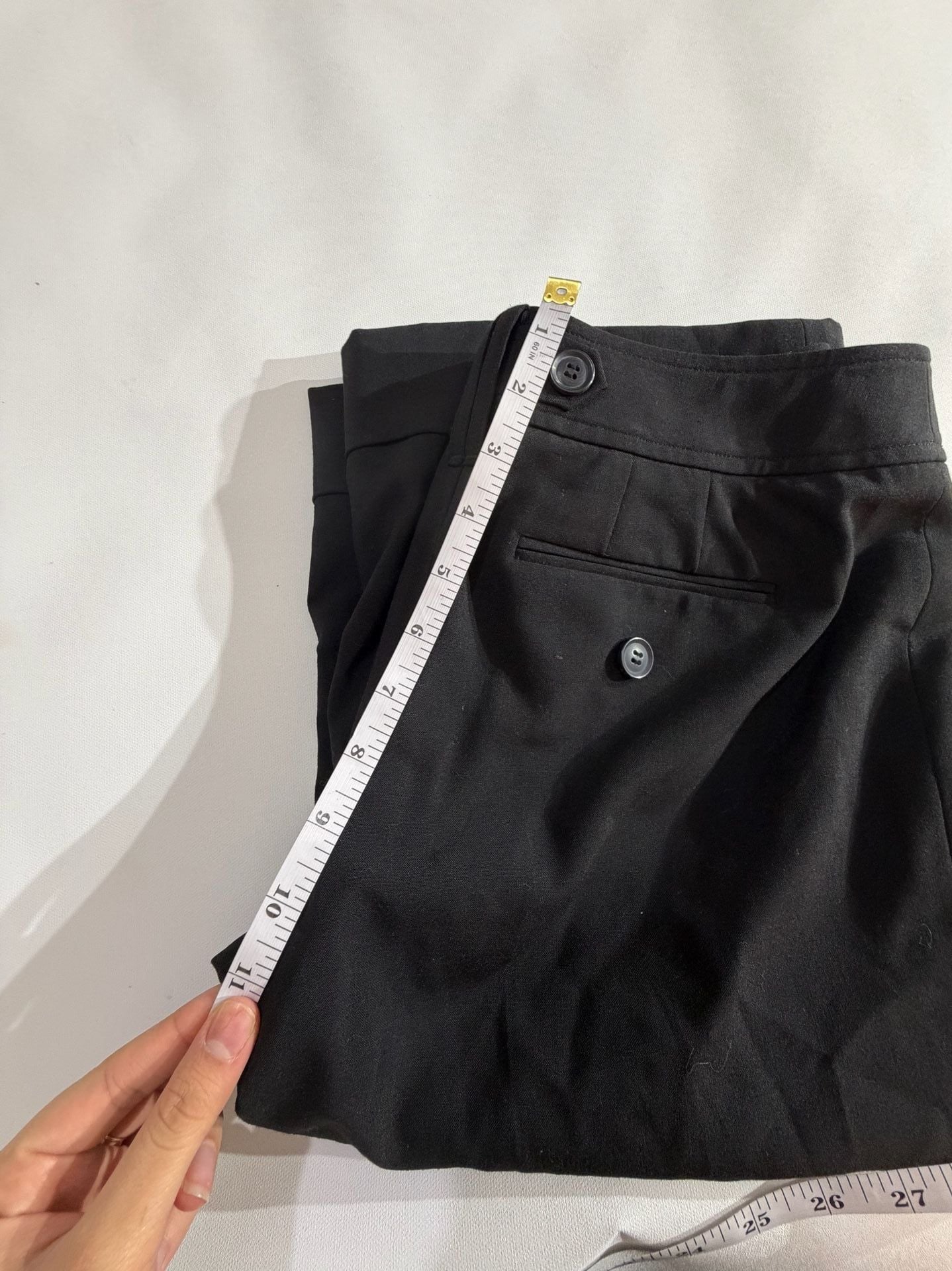 Ann Taylor LOFT Julie Black Cuffed Wide Leg Trouser Pants 0P 6