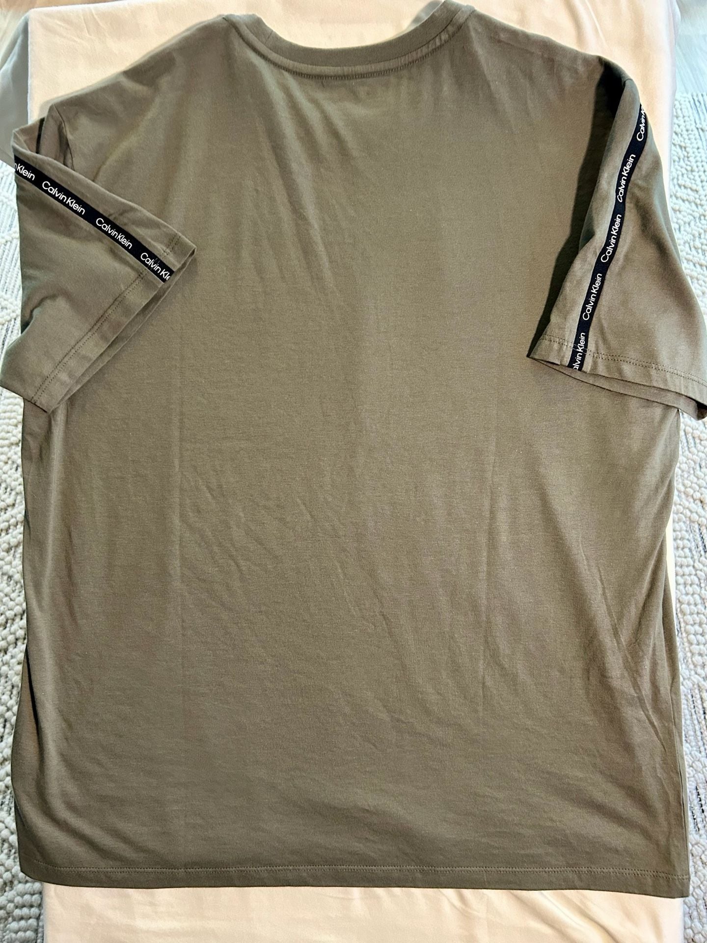 Calvin Klein Logo Tape T-Shirt XL Olive Green Crew Neck New 8