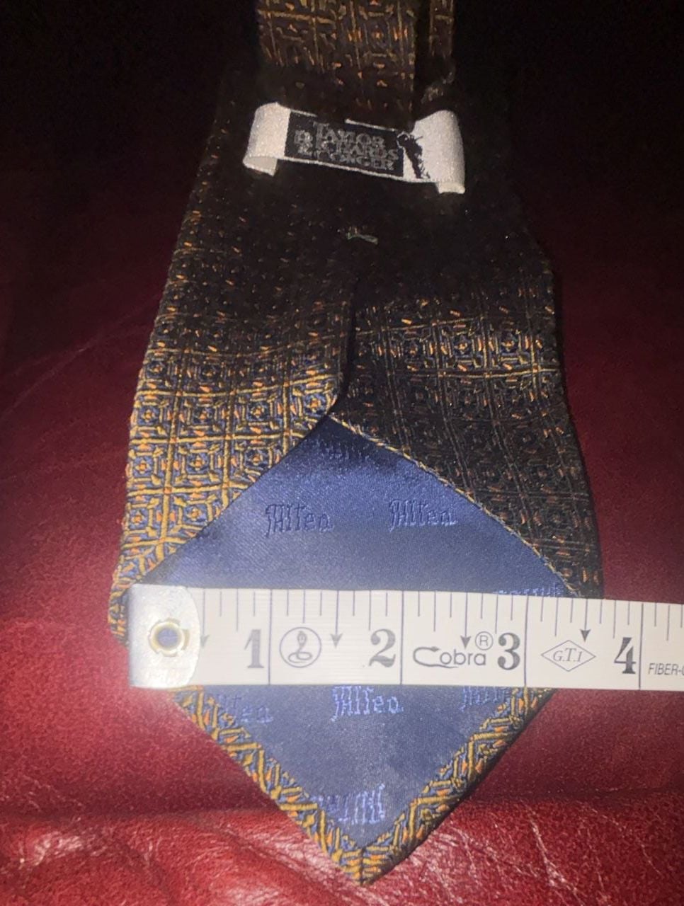 Altea for Taylor Richards & Conger Silk Necktie Geometric Blue Gold 4