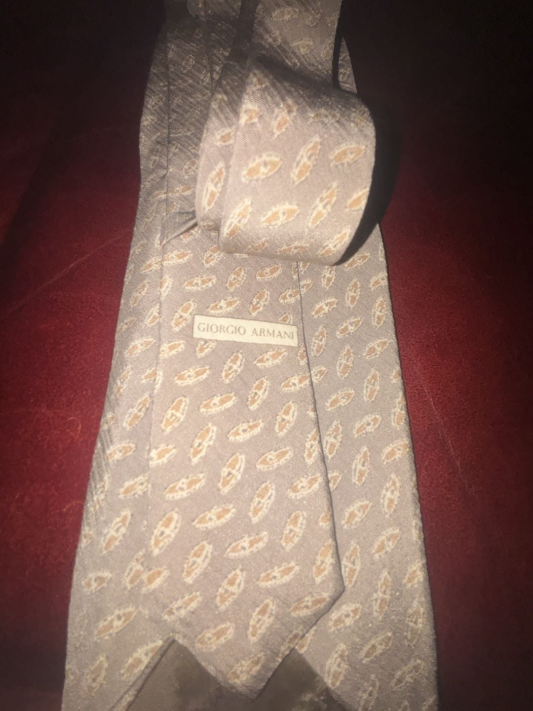 Armani Collezioni Silk Neck Tie Tan Patterned Made in Italy 2