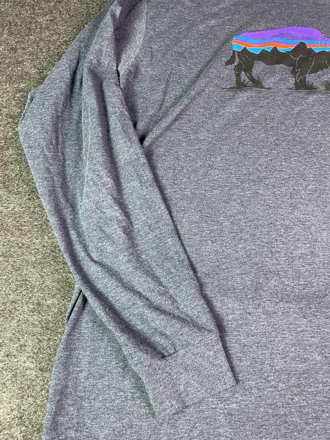 Patagonia Fitz Roy Bison Long Sleeve T-Shirt Size L Gray 7