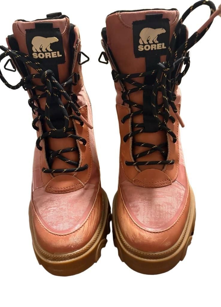 Funky Sorel Brex Heel Lace Boots Pink Mauve 3