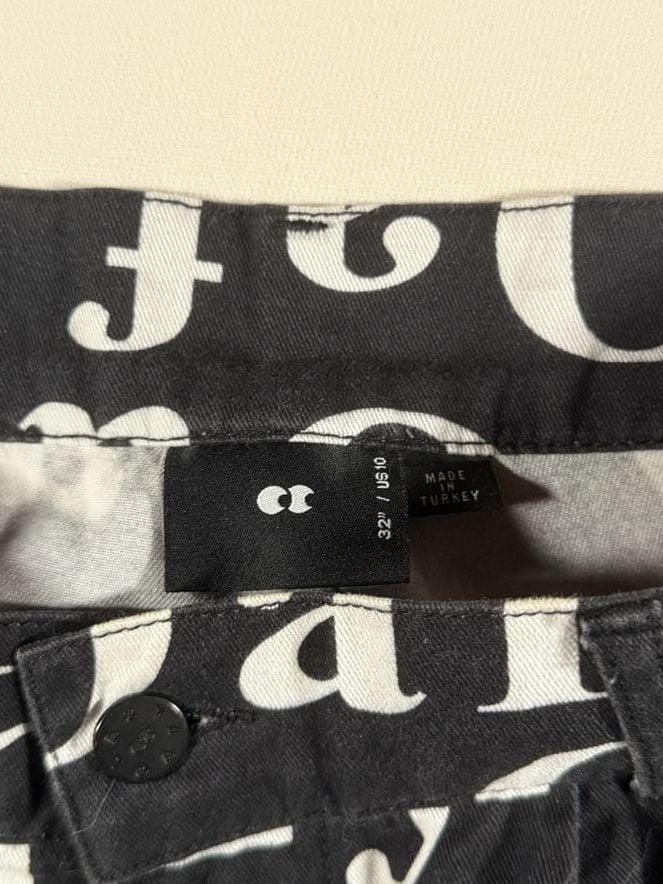 Lazy Oaf Lazy All Over Unisex Pants Size 32 Black White 4