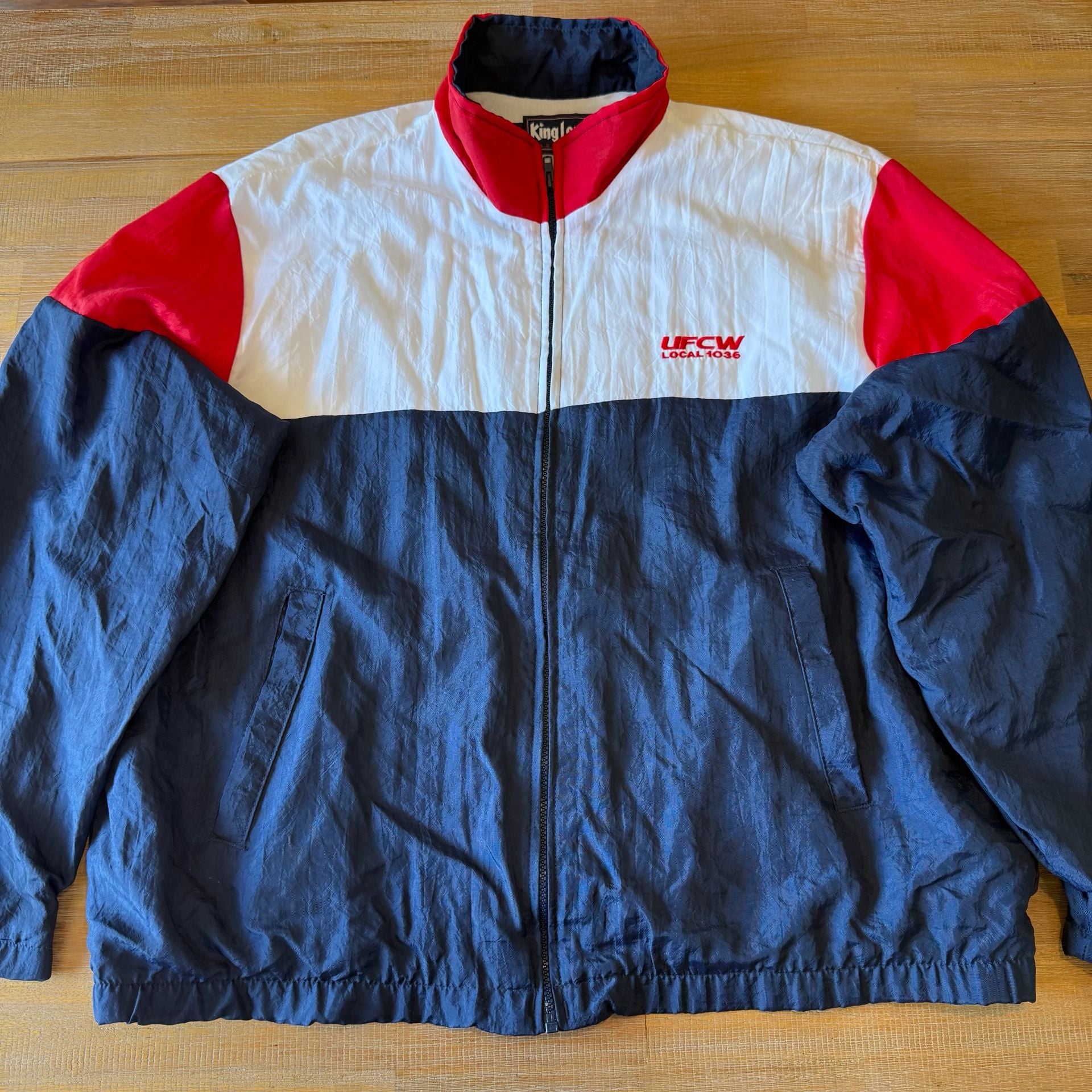 Vintage 90s King Louie Windbreaker Jacket Mens XL UFCW Local 1036 Nylon USA Made 2
