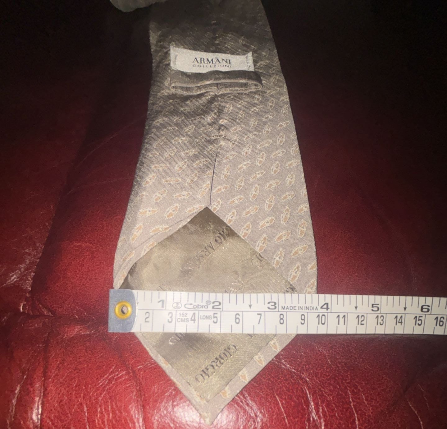 Armani Collezioni Silk Neck Tie Tan Patterned Made in Italy 4