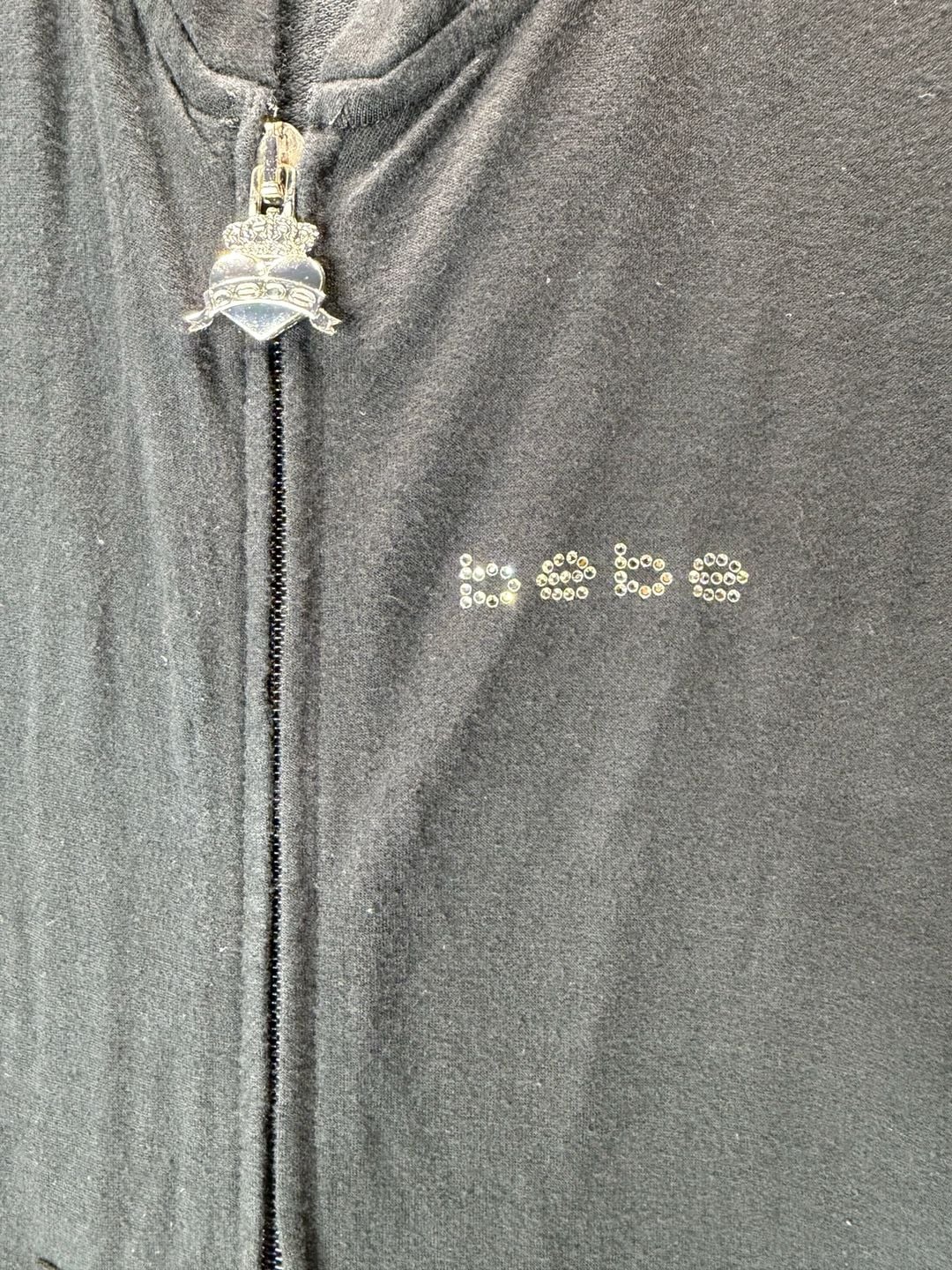 Vintage Y2K Bebe Jumpsuit Size M Black Cotton Blend Zip Up Hoodie Activewear 10