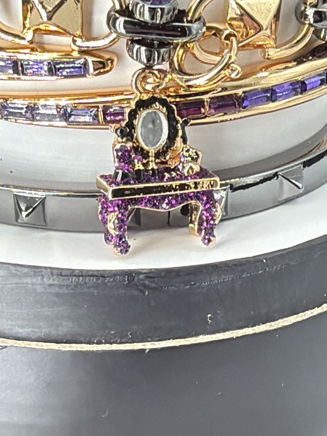 BP Glam Goth Diva Halloween Stack Pave Vanity Gold & Hematite 3