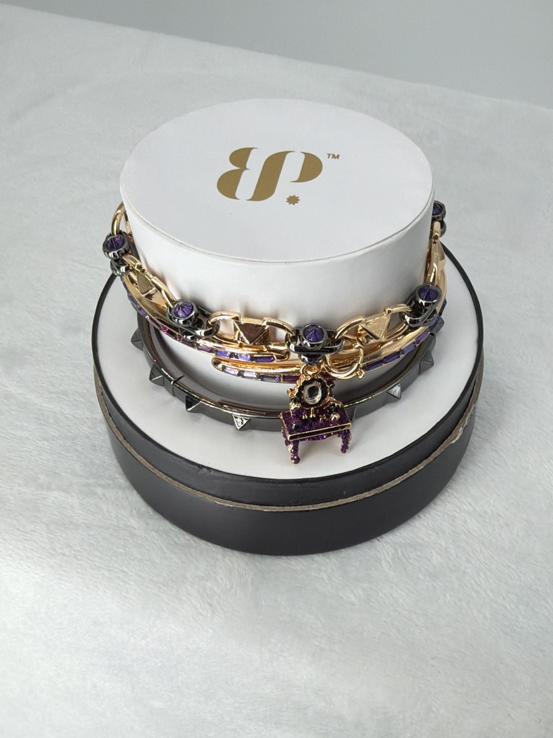BP Glam Goth Diva Halloween Stack Pave Vanity Gold & Hematite 4