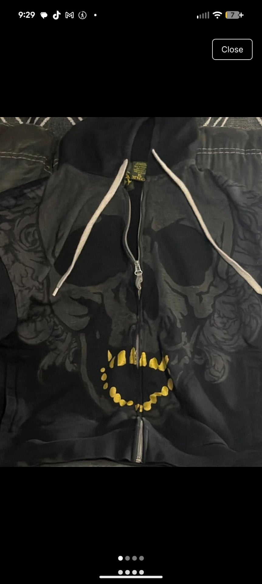 Mecca Skull Zip Up Hoodie Size XL Black Y2K 2