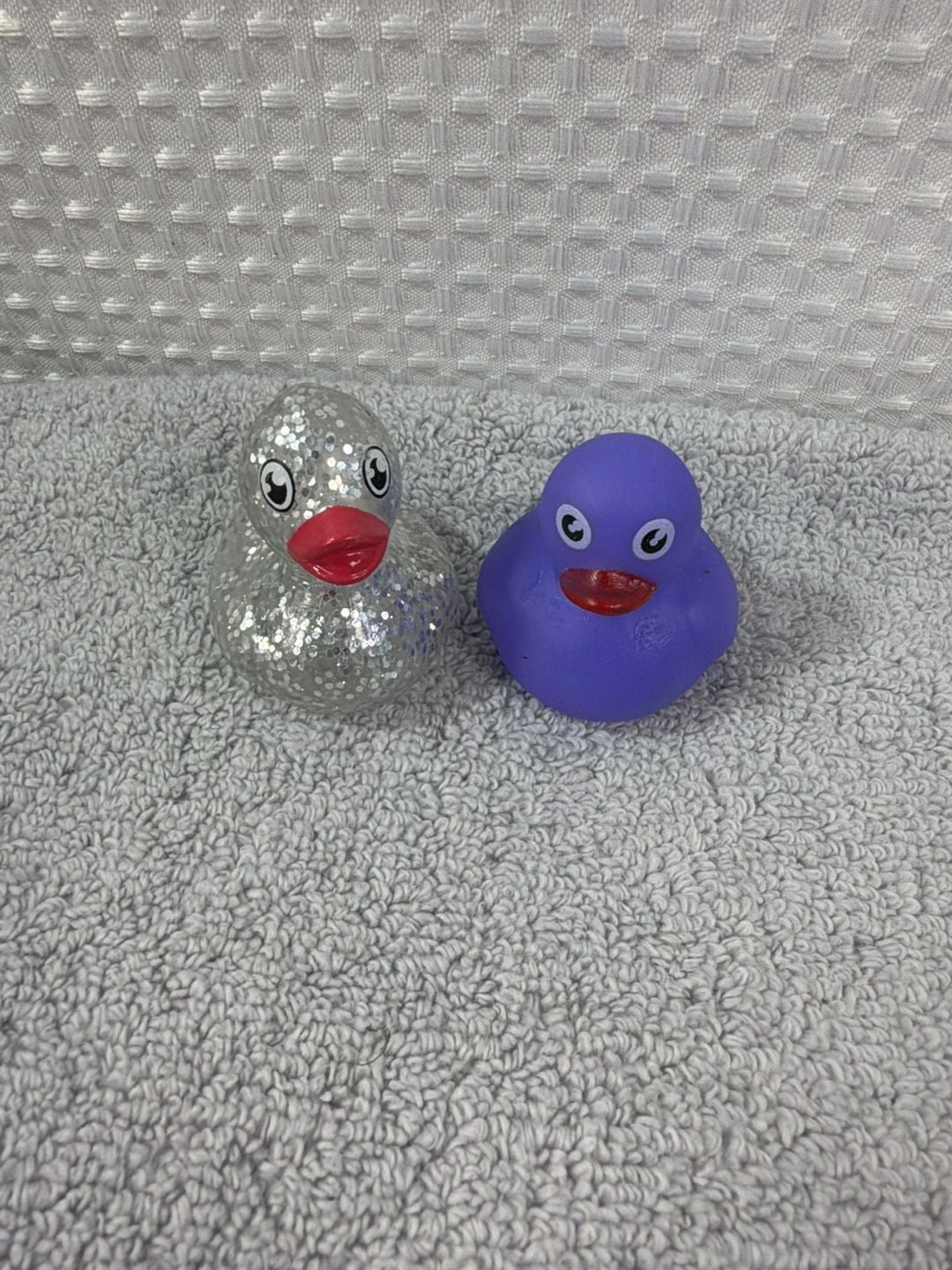 Rubber Ducky Bath Toys Silver Glitter And Purple Pair Lot 1