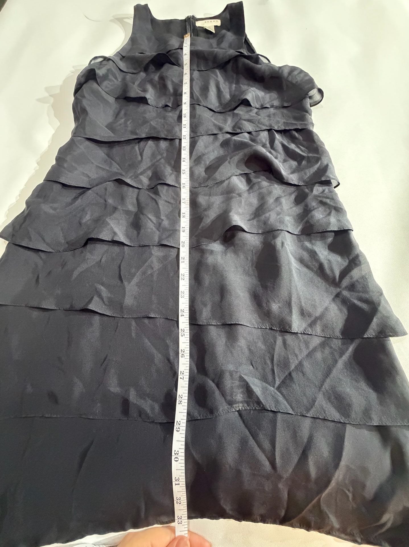 Kenar Black 100% Silk Tiered Ruffle Sleeveless Mini Dress Size 8 4