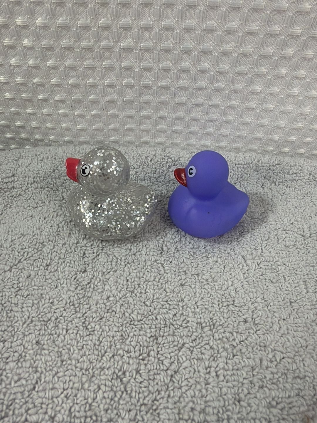 Rubber Ducky Bath Toys Silver Glitter And Purple Pair Lot 2