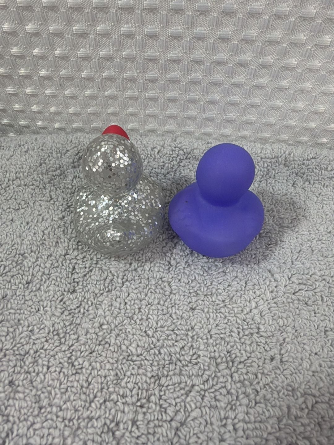 Rubber Ducky Bath Toys Silver Glitter And Purple Pair Lot 3