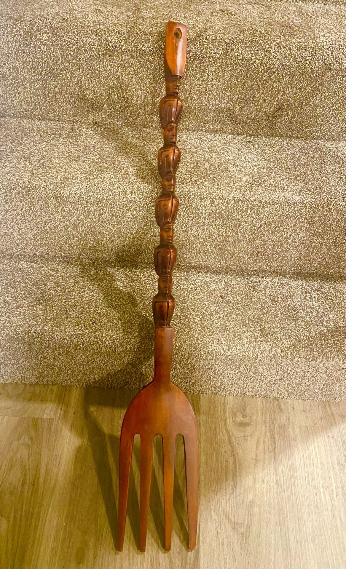 Hand Carved Wooden Tribal Fork Wall Art. 1