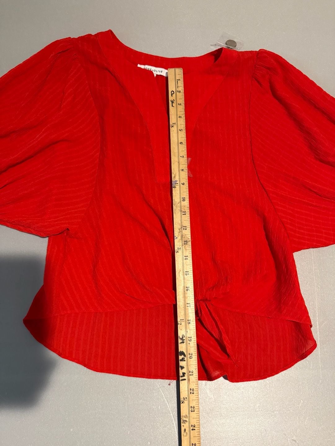 Rose + Olive Blouse Size S Red Textured Top 4