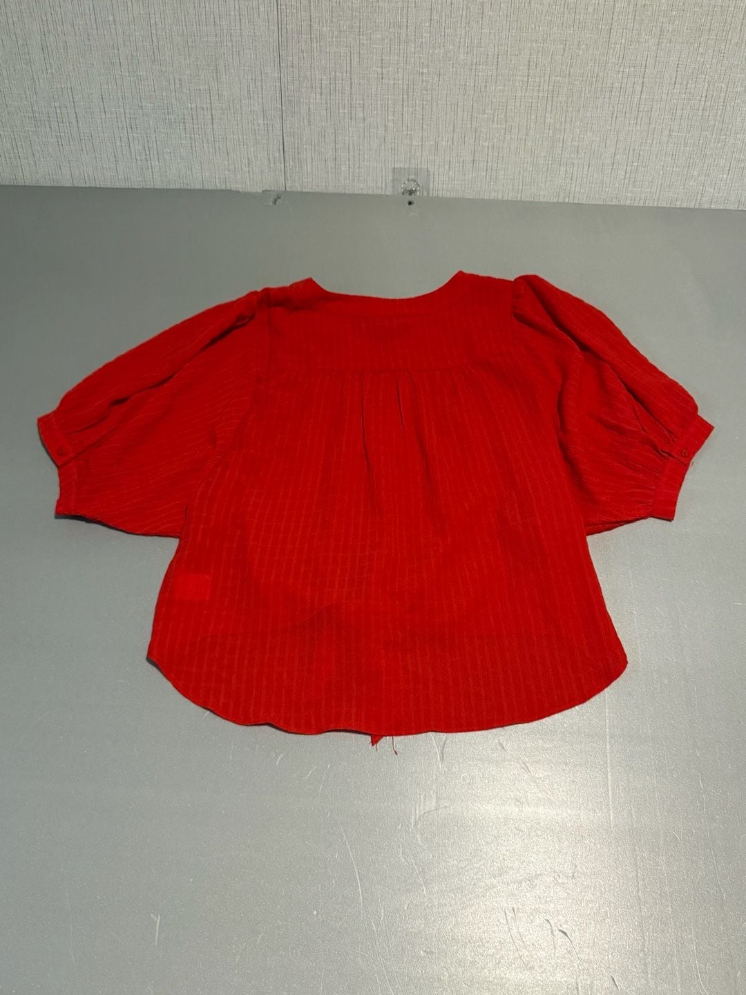 Rose + Olive Blouse Size S Red Textured Top 5