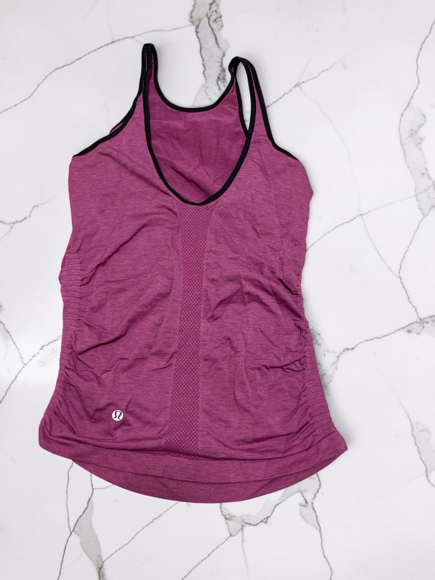 Lululemon In The Flow Tank 6 Regal Plum Purple Top Ruched Scoop Back 2