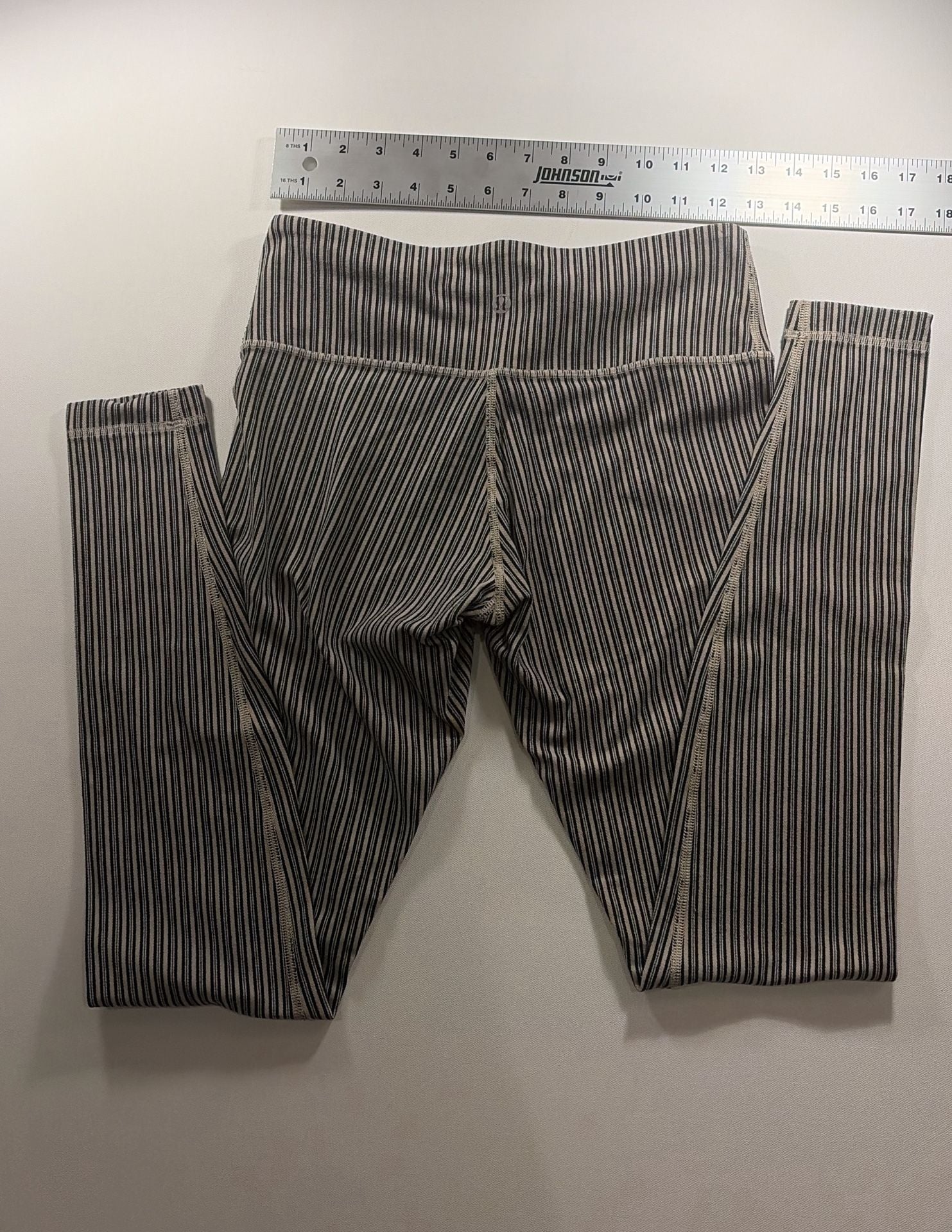 Lululemon Wunder Under Striped Leggings Cream/navy... 3