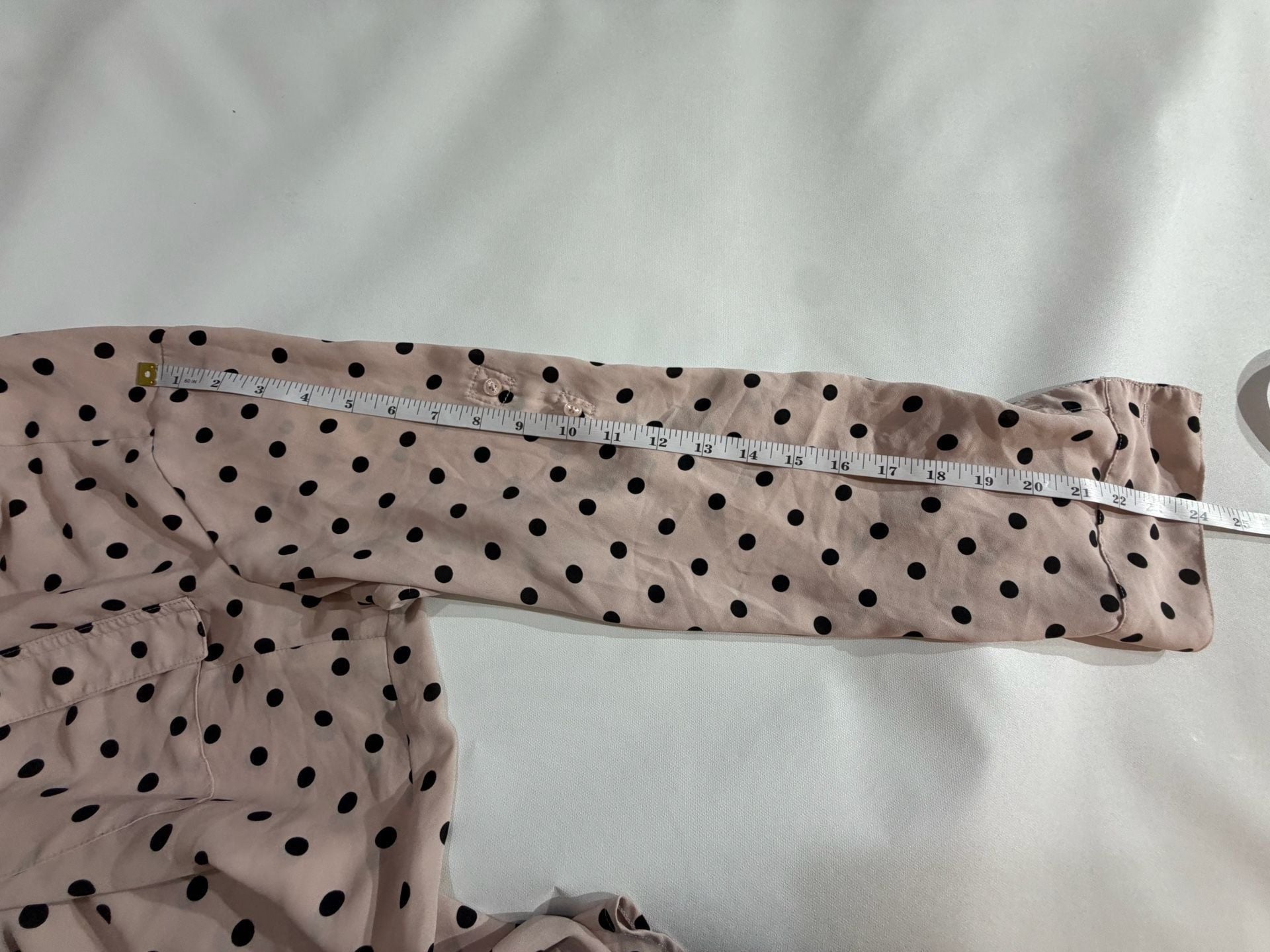 Express Polka Dot Zip Front Long Sleeve Blouse Pink Black Size L 8