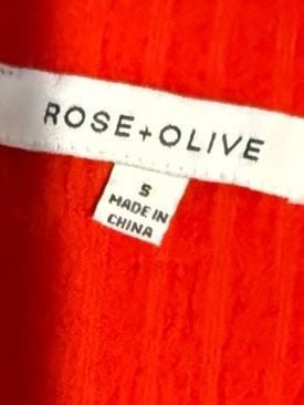 Rose + Olive Blouse Size S Red Textured Top 3