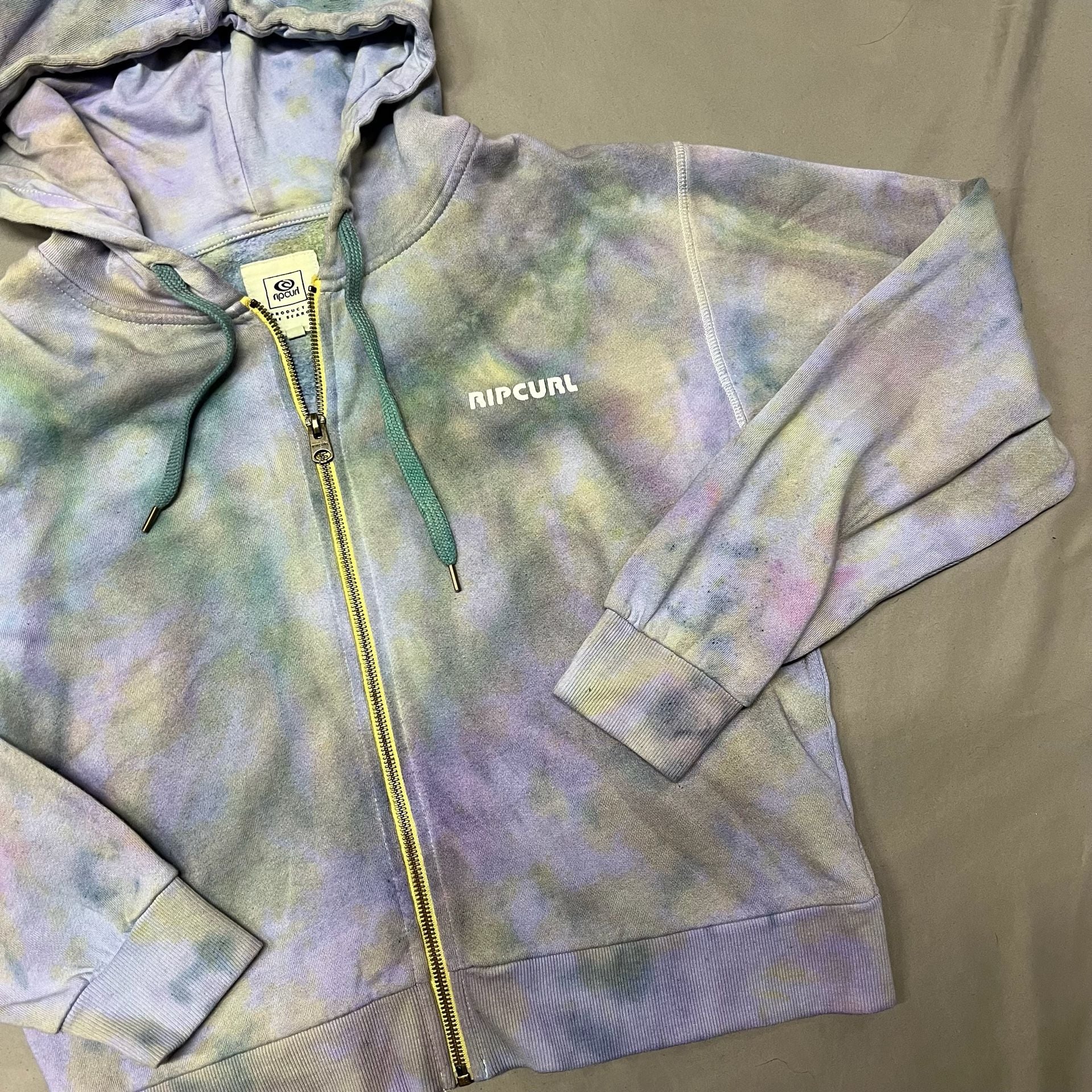 Rip Curl Tie Dye Zip Up Hoodie Size XXS Pastel Y2K Style Crop top Jacket Surf 4