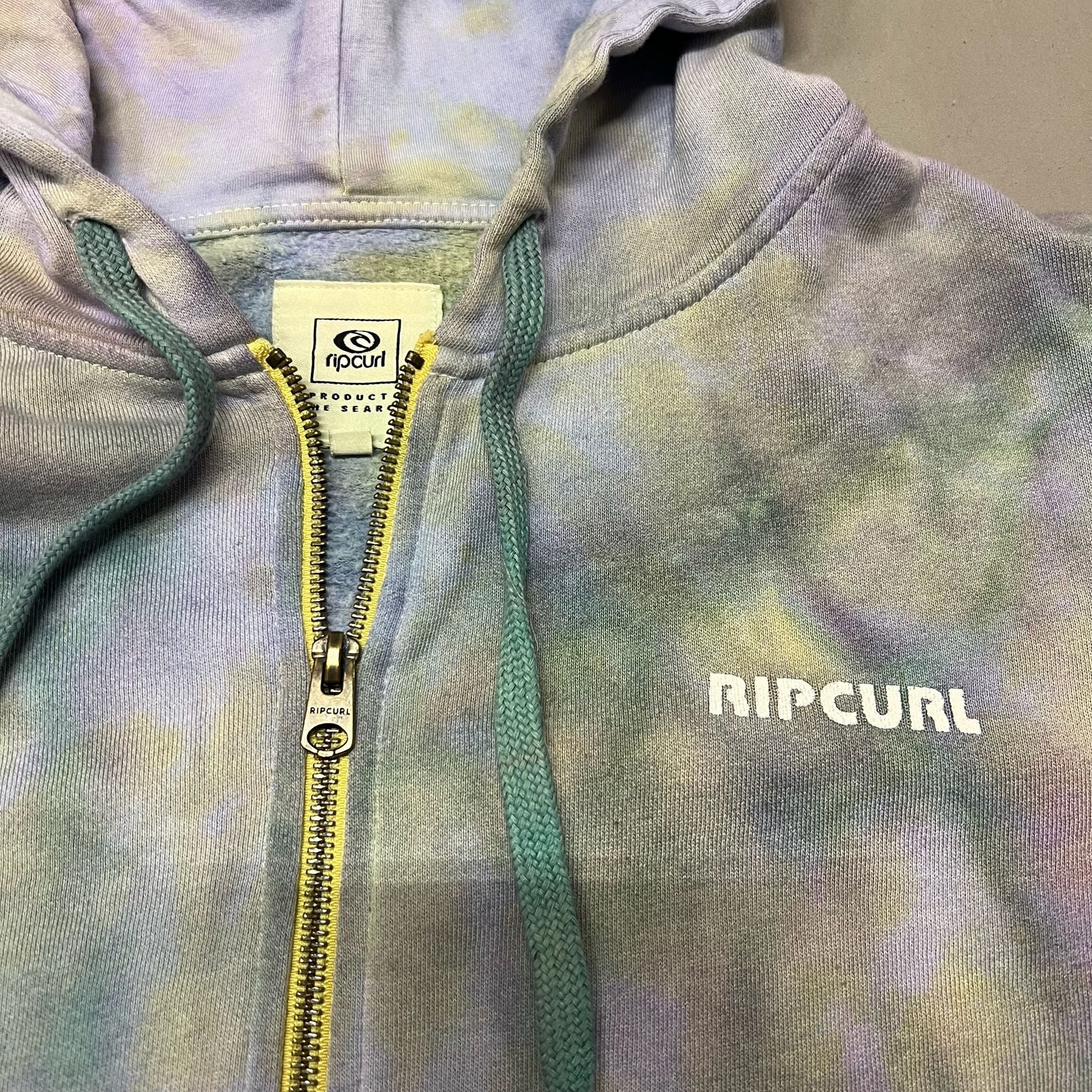 Rip Curl Tie Dye Zip Up Hoodie Size XXS Pastel Y2K Style Crop top Jacket Surf 5