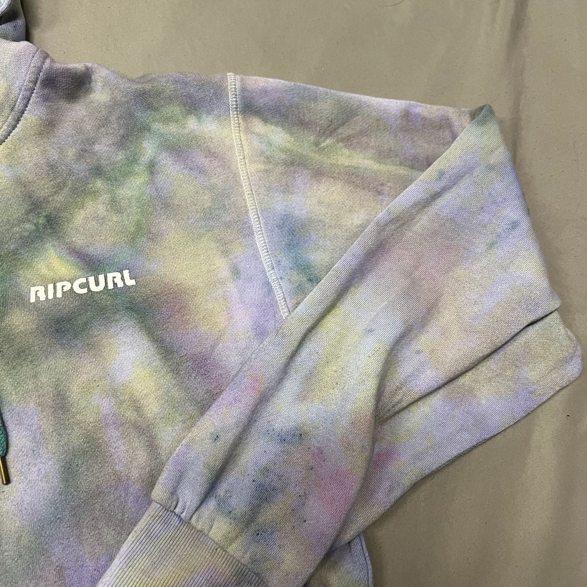 Rip Curl Tie Dye Zip Up Hoodie Size XXS Pastel Y2K Style Crop top Jacket Surf 13