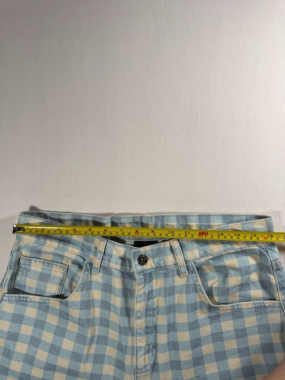 Kickers Gingham Straight Leg Jeans Size 32 Blue White Cotton 7