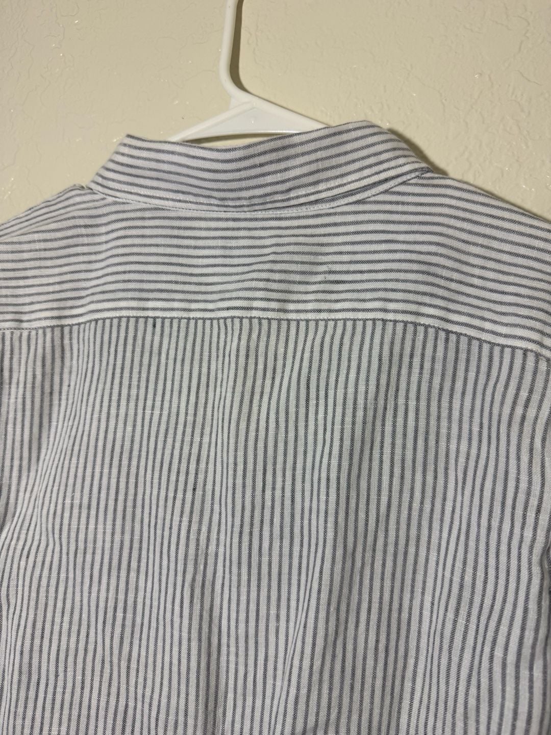 J.Crew Classic Long Sleeve Button Down Shirt Size XL White Gray Striped Linen 7