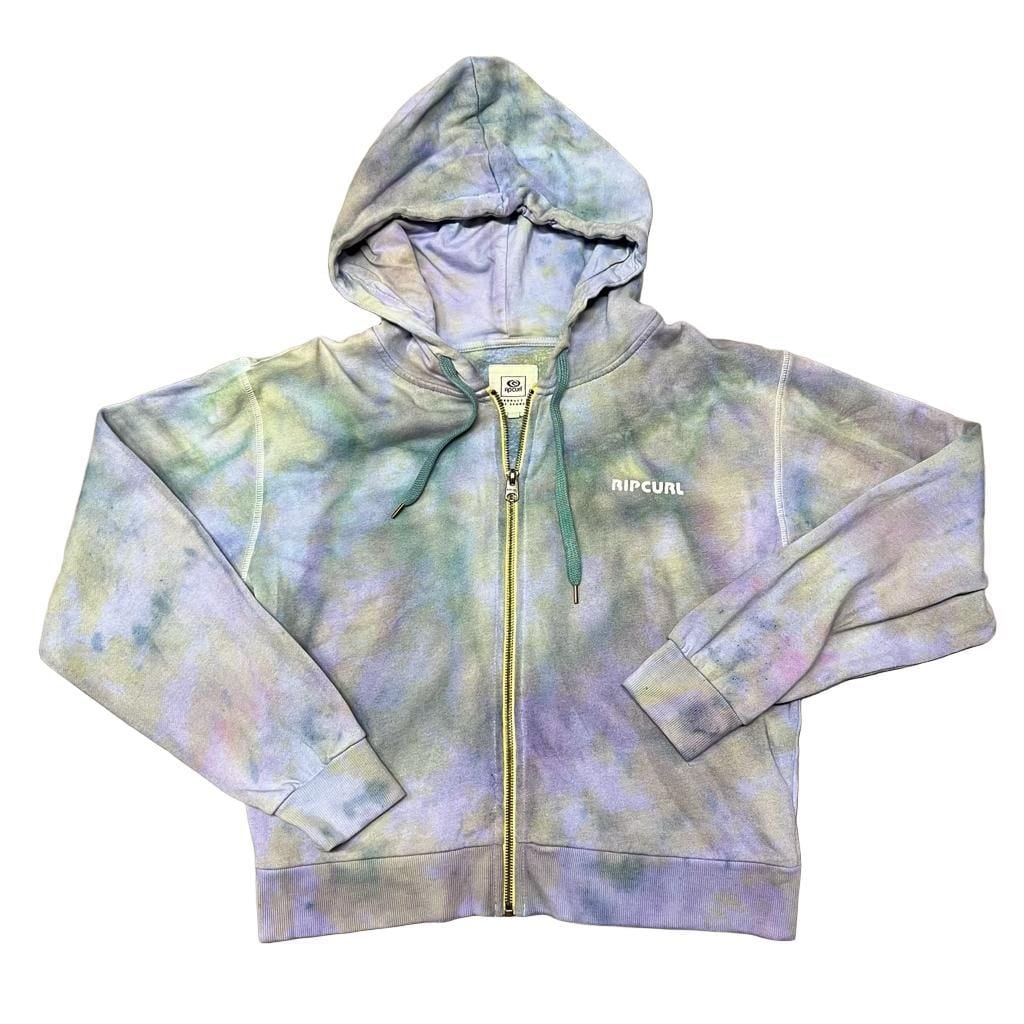 Rip Curl Tie Dye Zip Up Hoodie Size XXS Pastel Y2K Style Crop top Jacket Surf 2