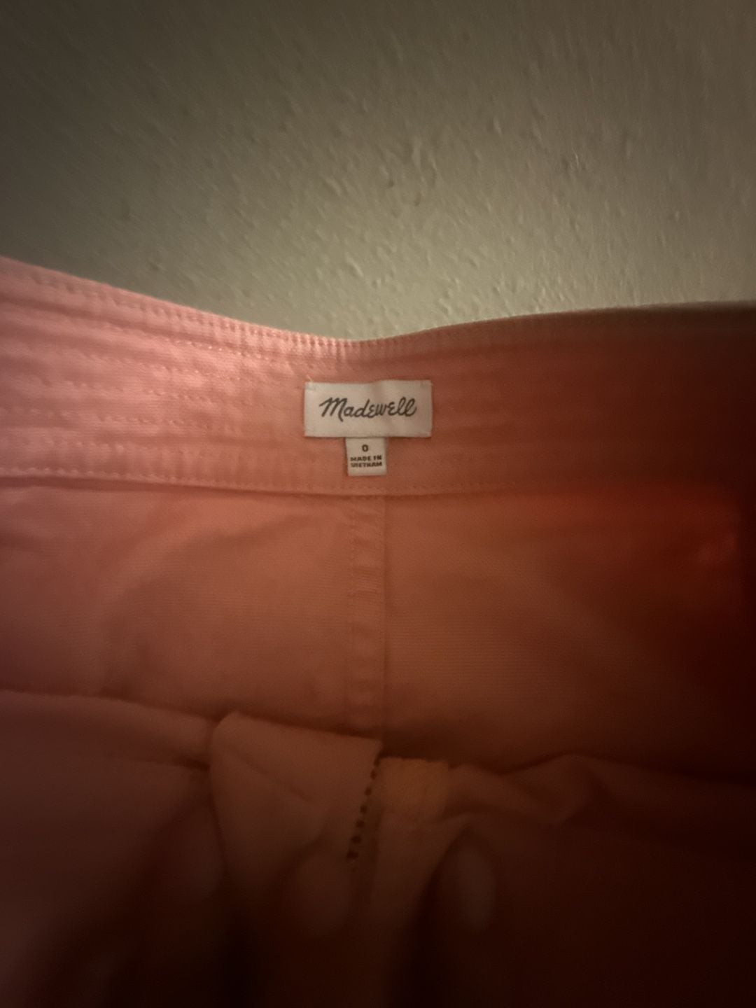 Madewell Zip Up Mini Skirt Size 0 Pink Denim Raw Hem 3