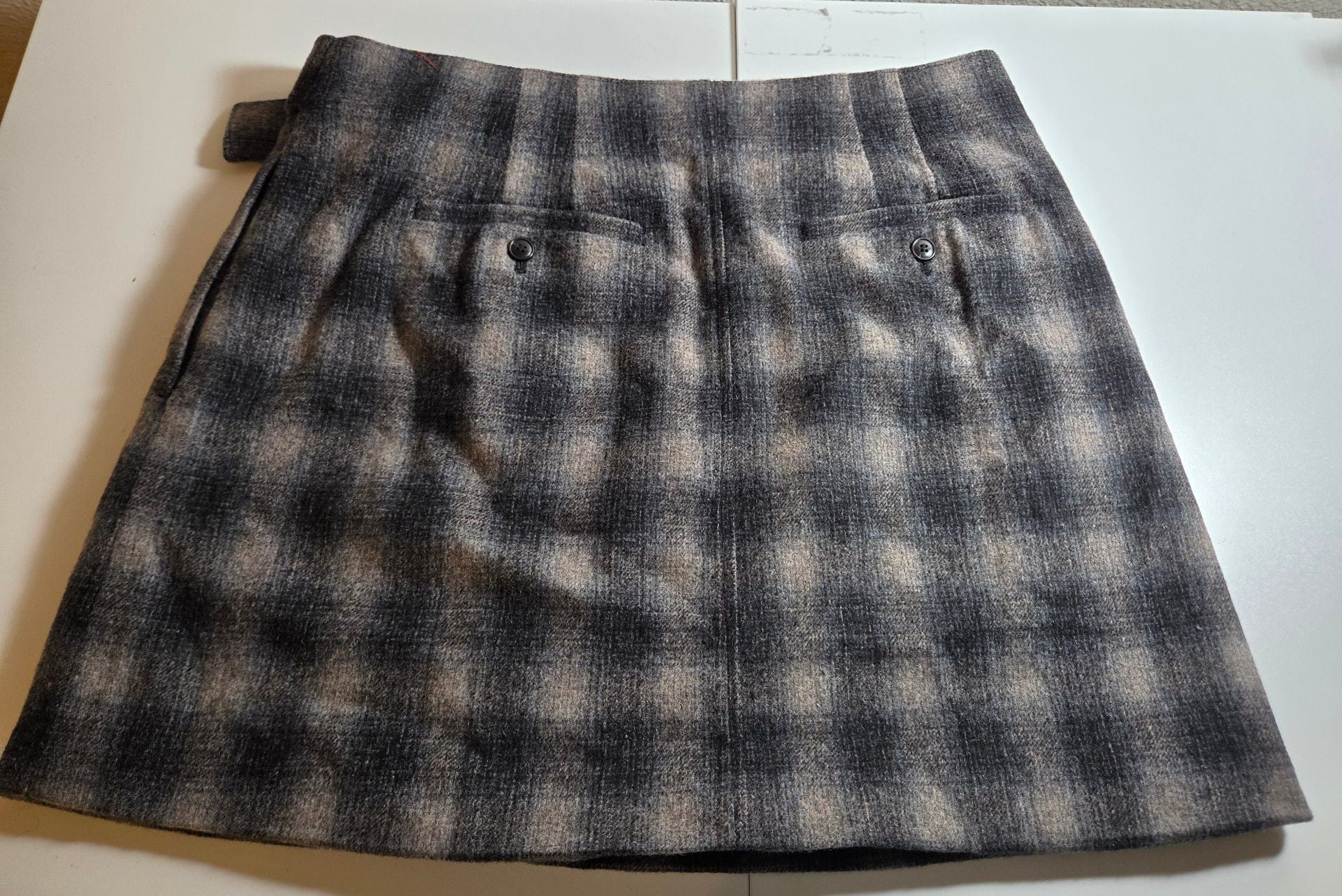 Madewell Buckle-Belt Wrap Mini Skirt Size 12 Plaid Wool 3