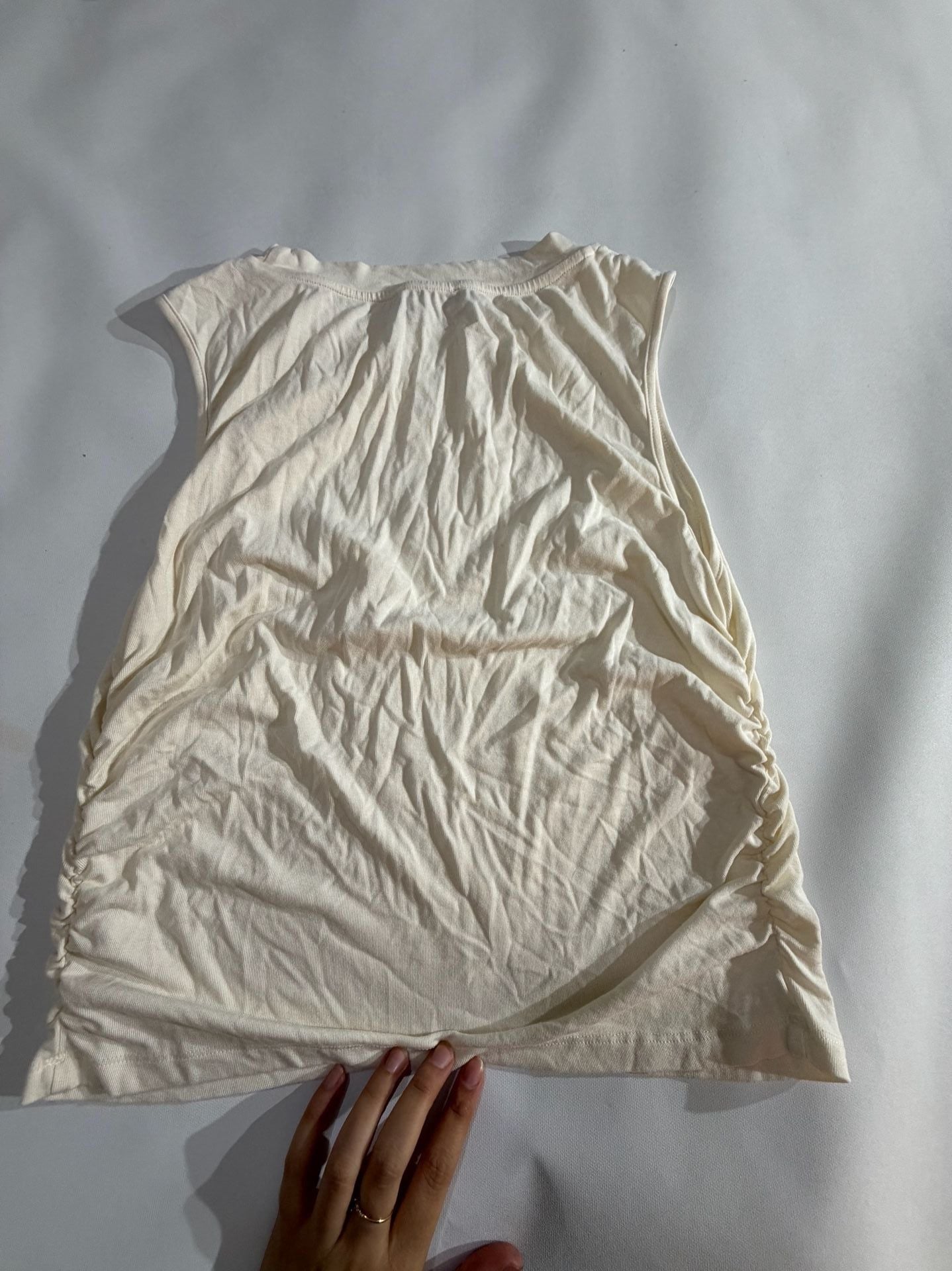 CIDER Off White Ribbed High Neck Sleeveless Tank Top Size 1XL 4