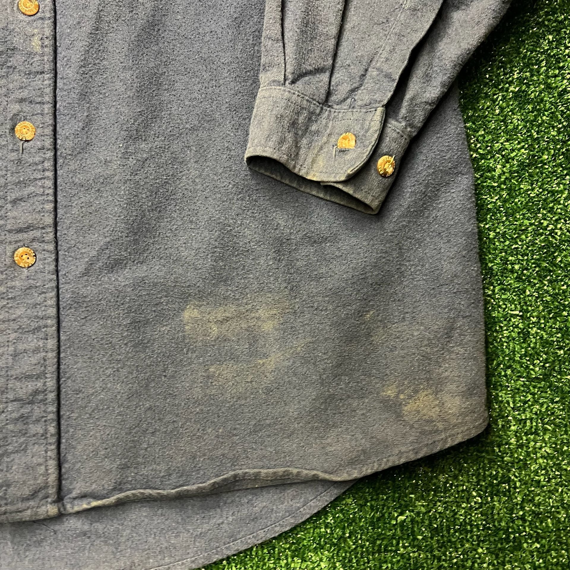 Field & Stream Heavyweight Chamois Flannel Shirt Blue Long Sleeve 4