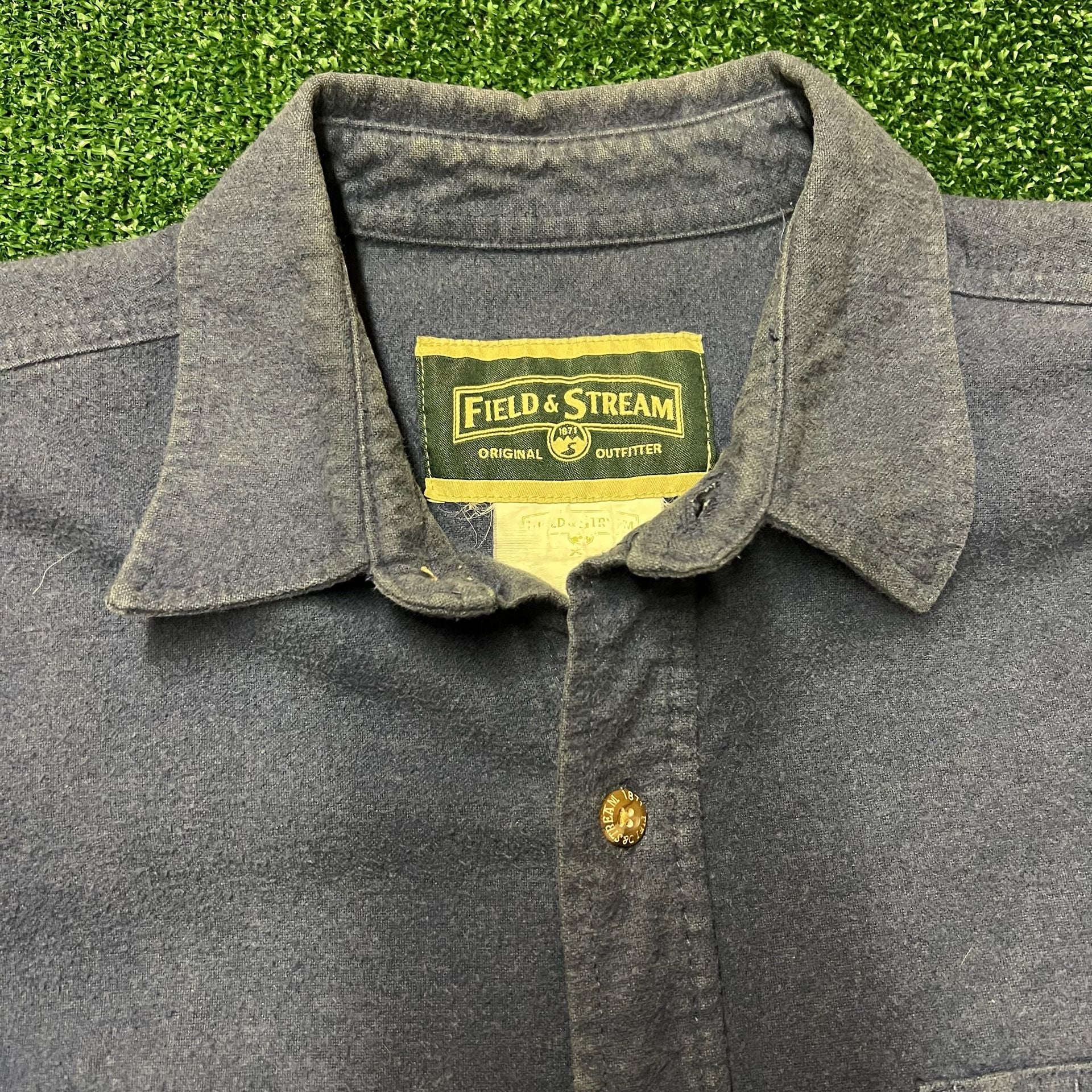 Field & Stream Heavyweight Chamois Flannel Shirt Blue Long Sleeve 5