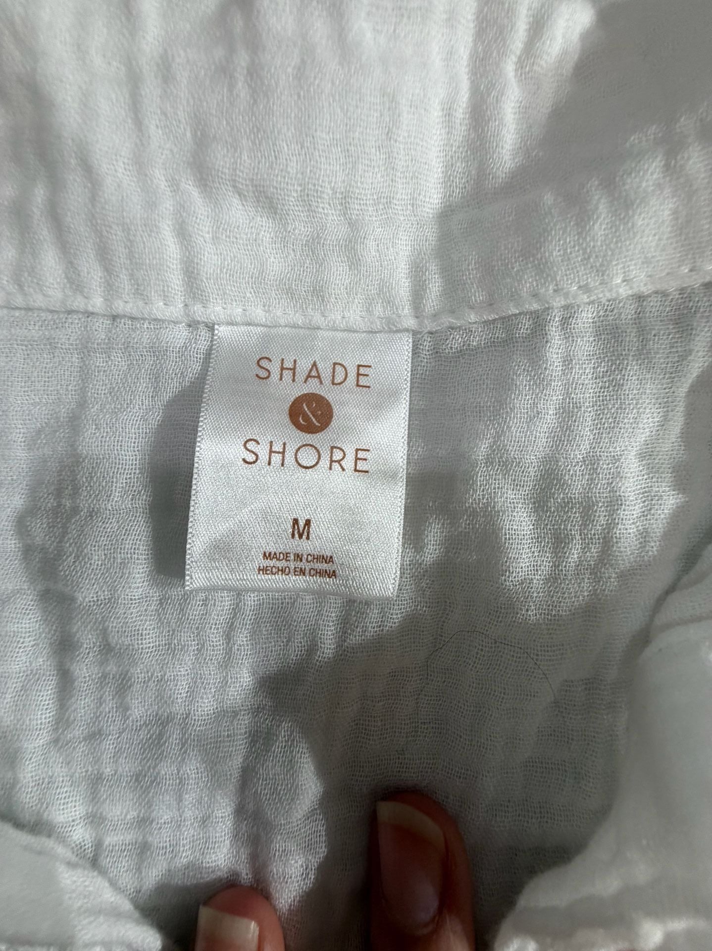 Shade & Shore White Gauze Cotton Button Down Shirt M 3