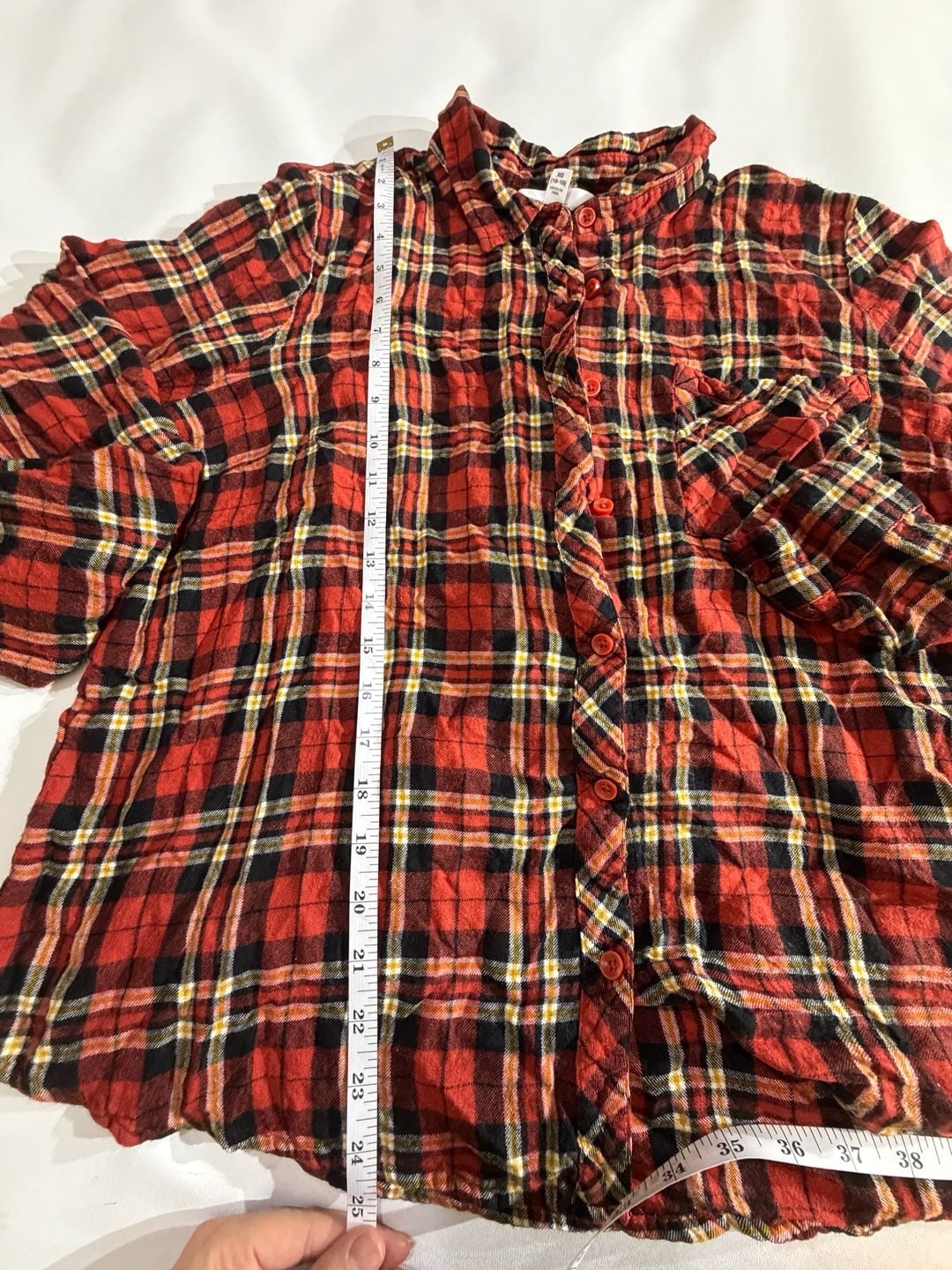 Time and Tru Red Plaid Button Up Flannel Shirt Size XL 16-18 6