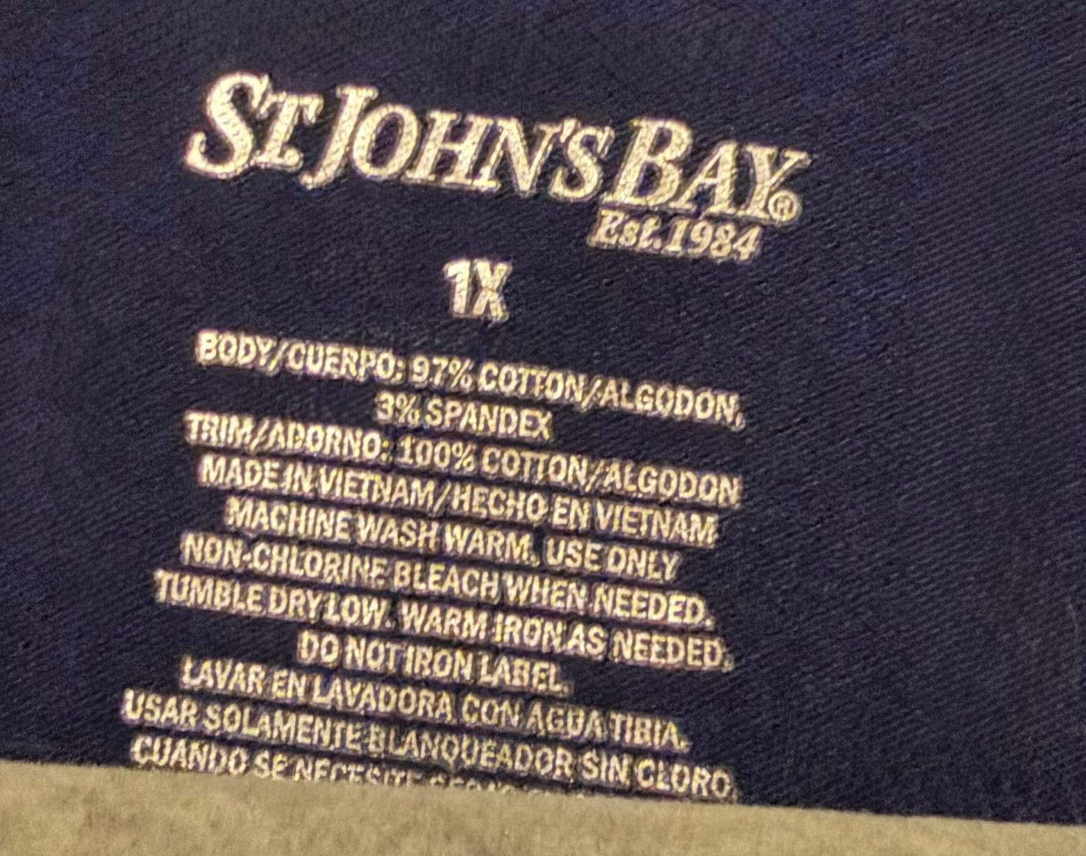 St. John's Bay Striped Polo Shirt Size 1X Blue White Johnny Collar 7