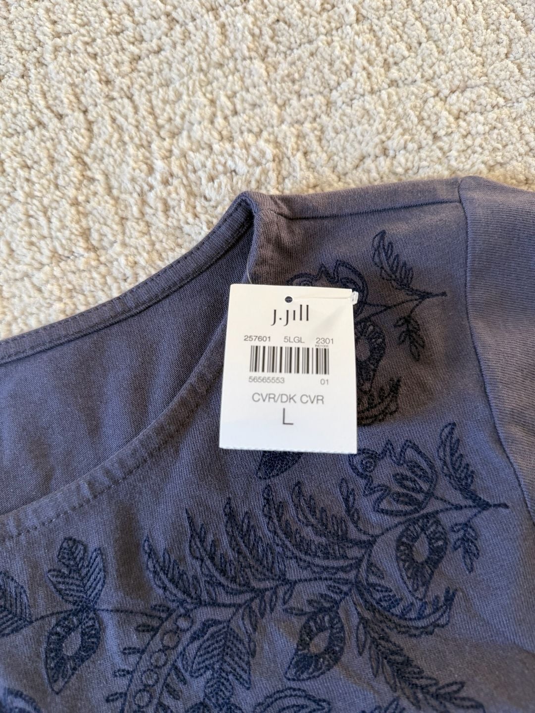 NWT Pure Jill Embroidered Neckline Tunic Size L Cotton 4