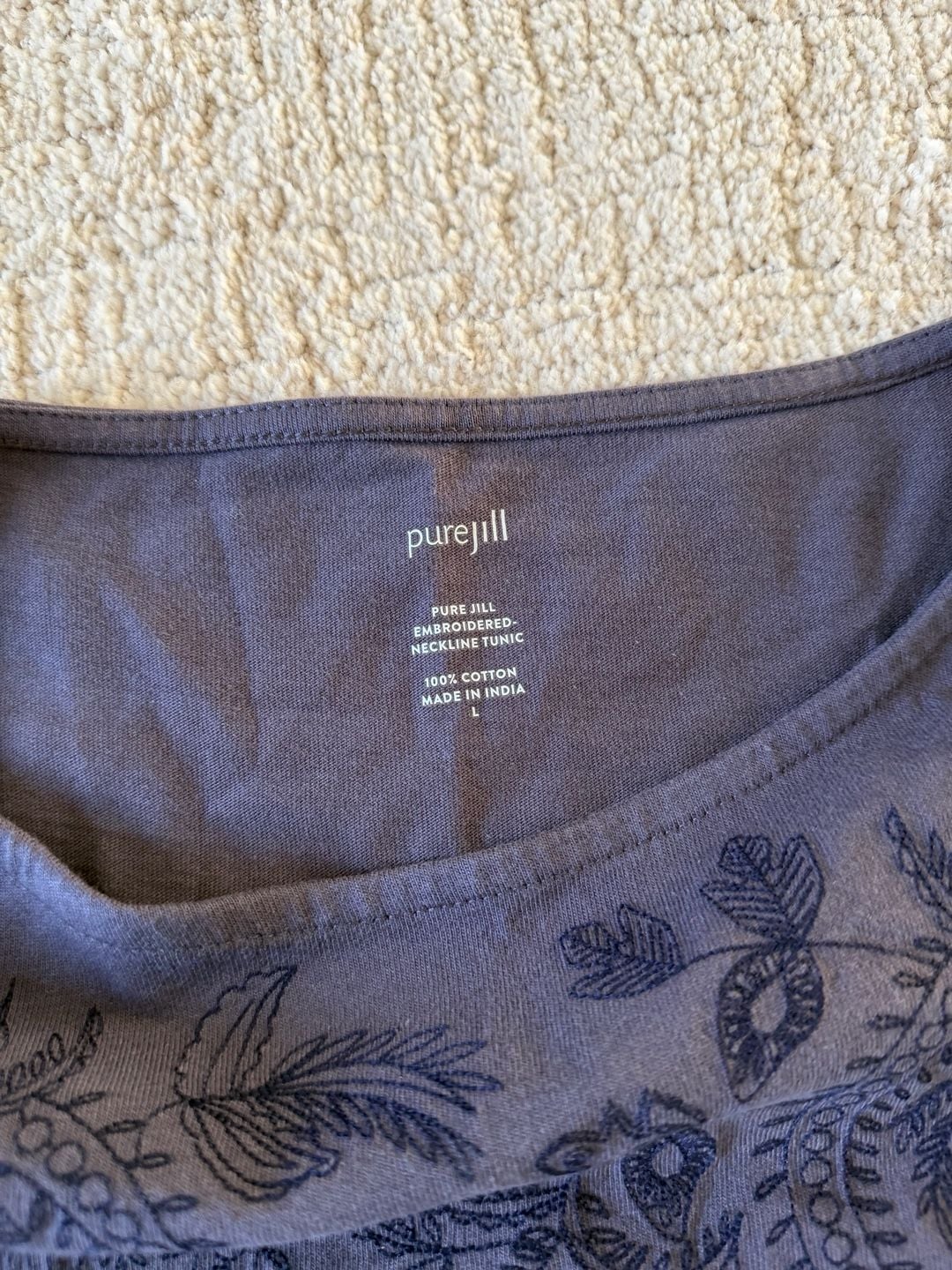 NWT Pure Jill Embroidered Neckline Tunic Size L Cotton 5