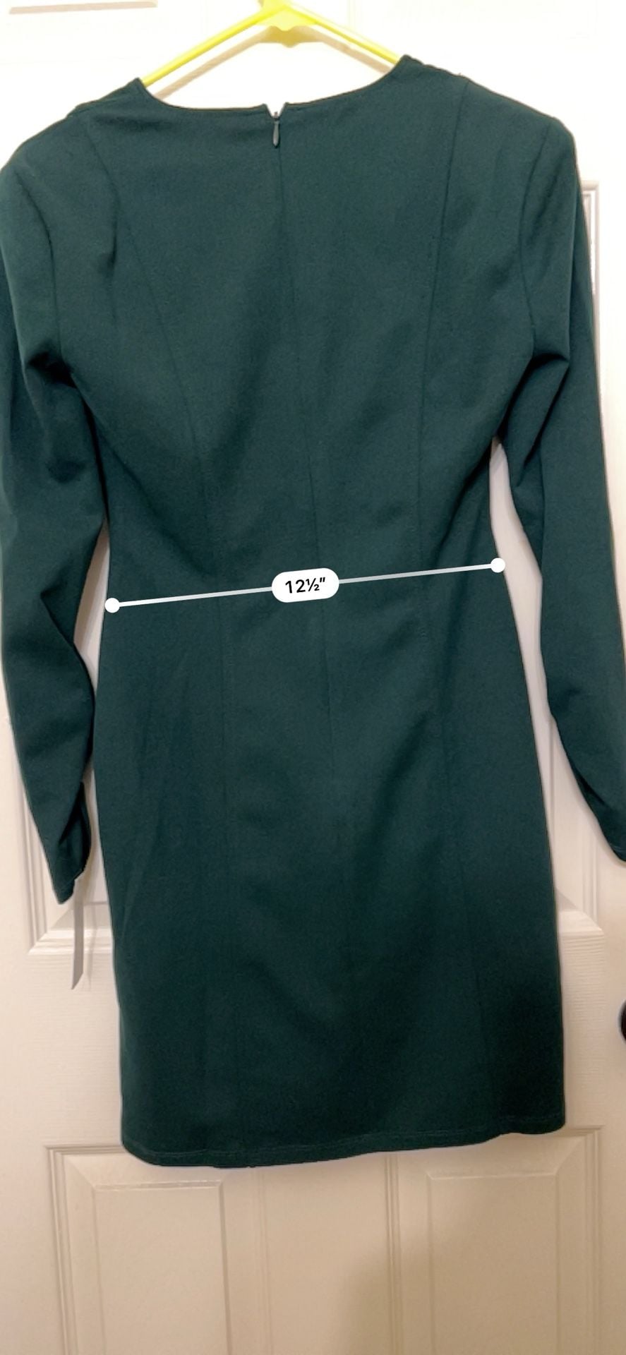 Donna Morgan V-Neck Long Sleeve Dress Size 0 Green Faux Pockets 7