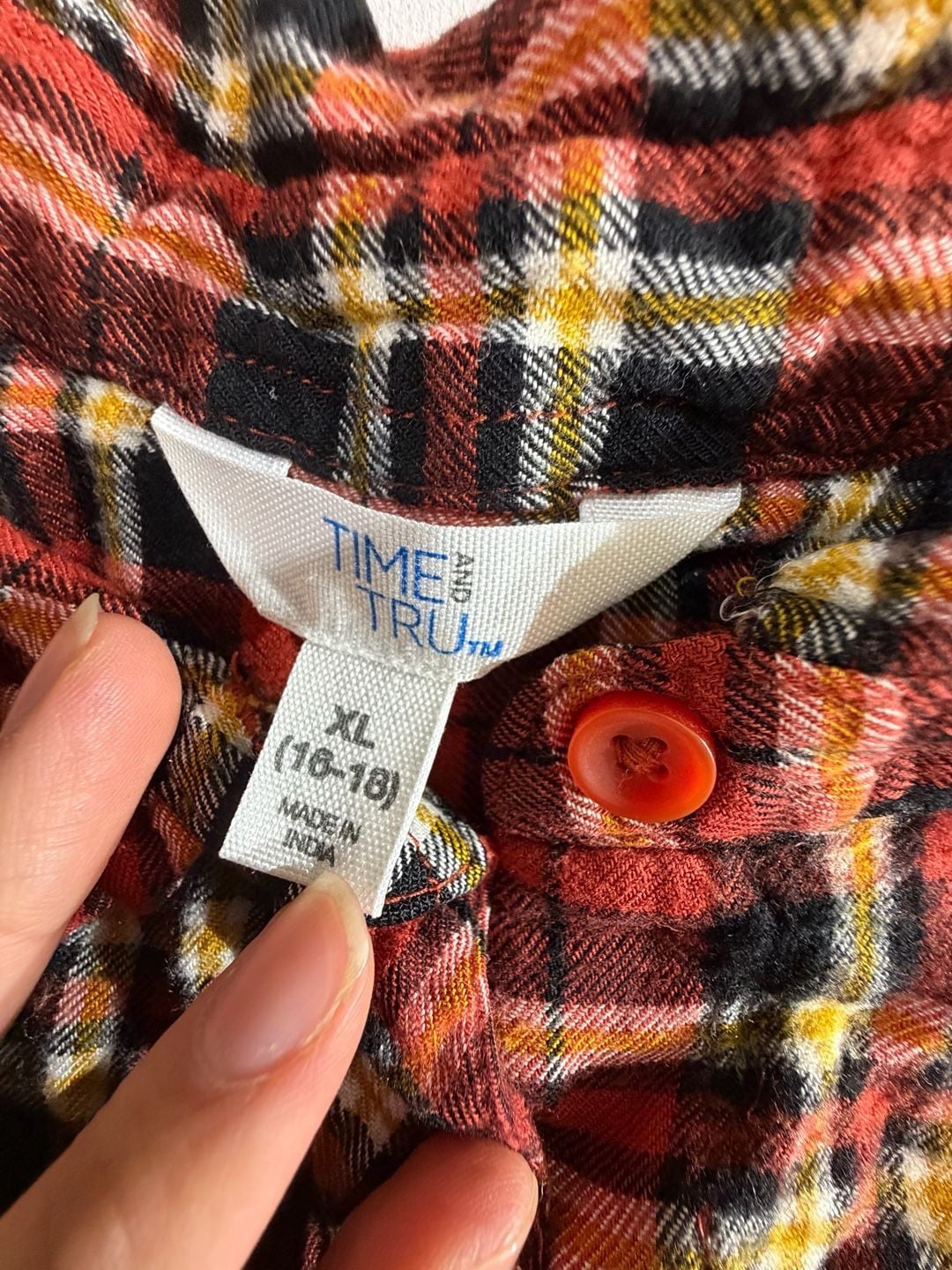 Time and Tru Red Plaid Button Up Flannel Shirt Size XL 16-18 4