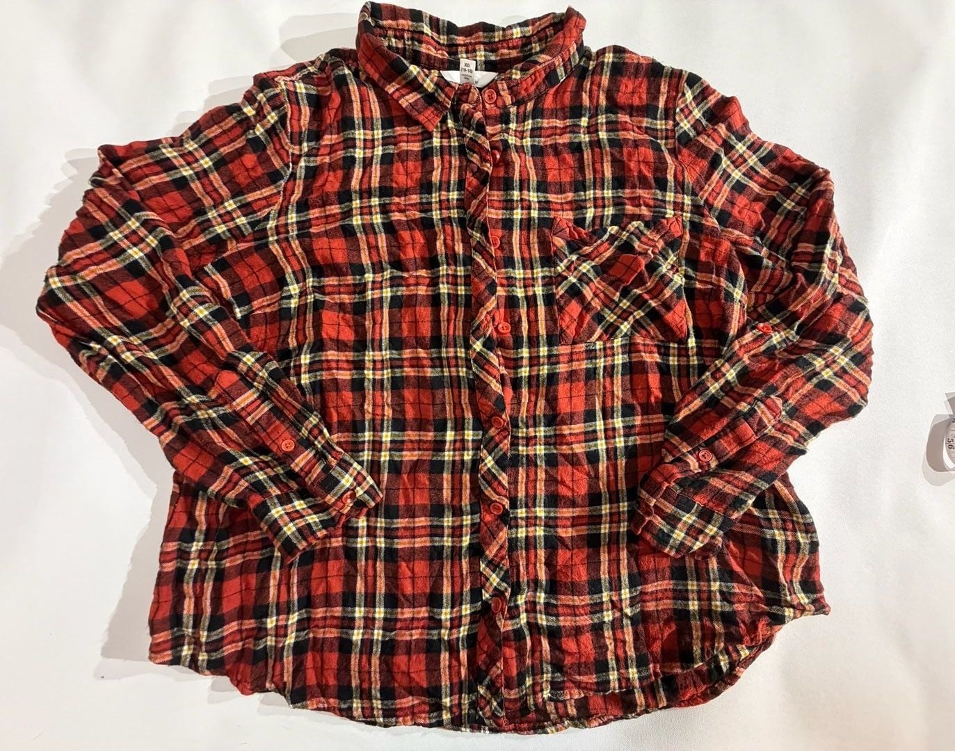 Time and Tru Red Plaid Button Up Flannel Shirt Size XL 16-18 2