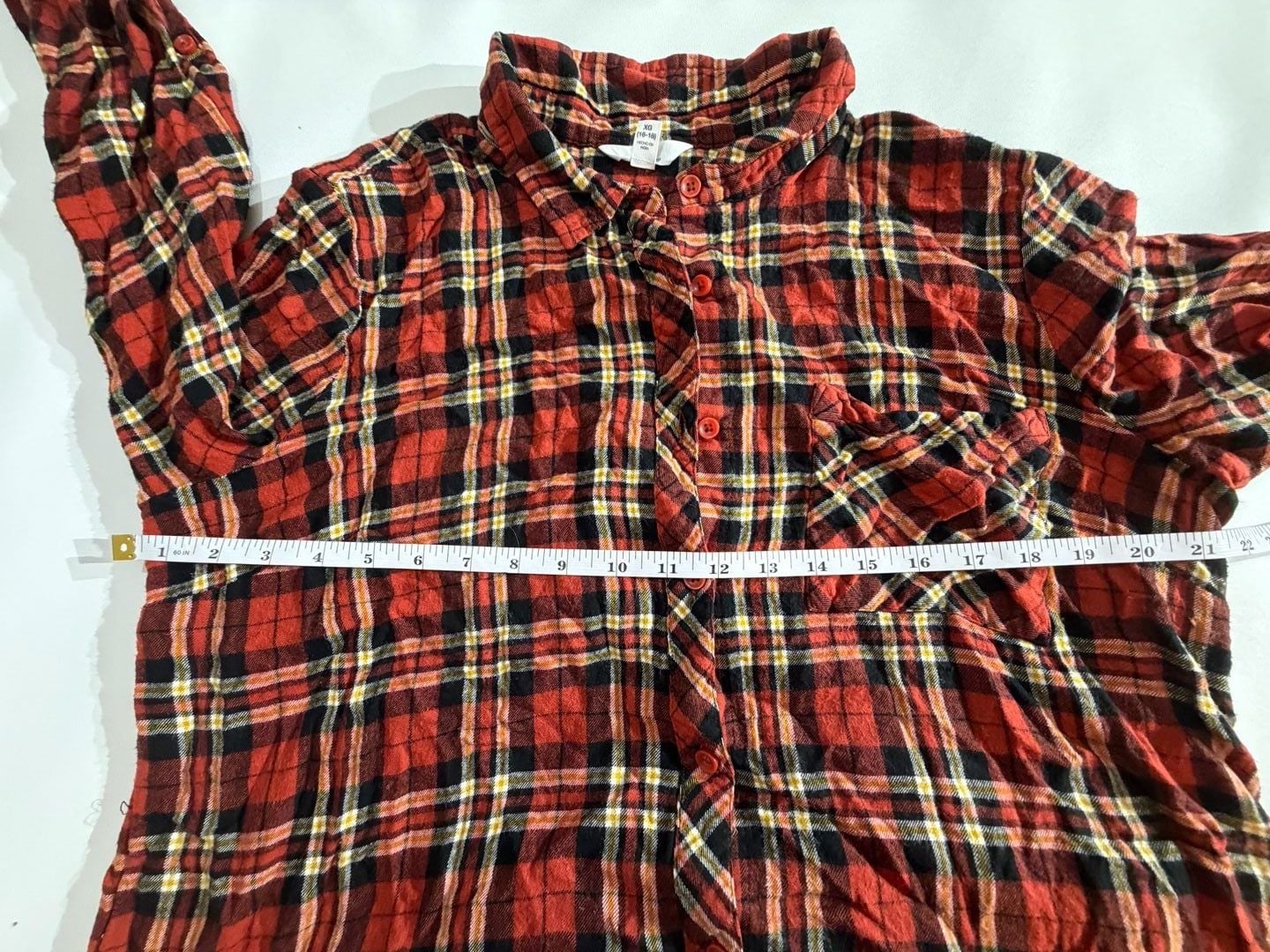 Time and Tru Red Plaid Button Up Flannel Shirt Size XL 16-18 7