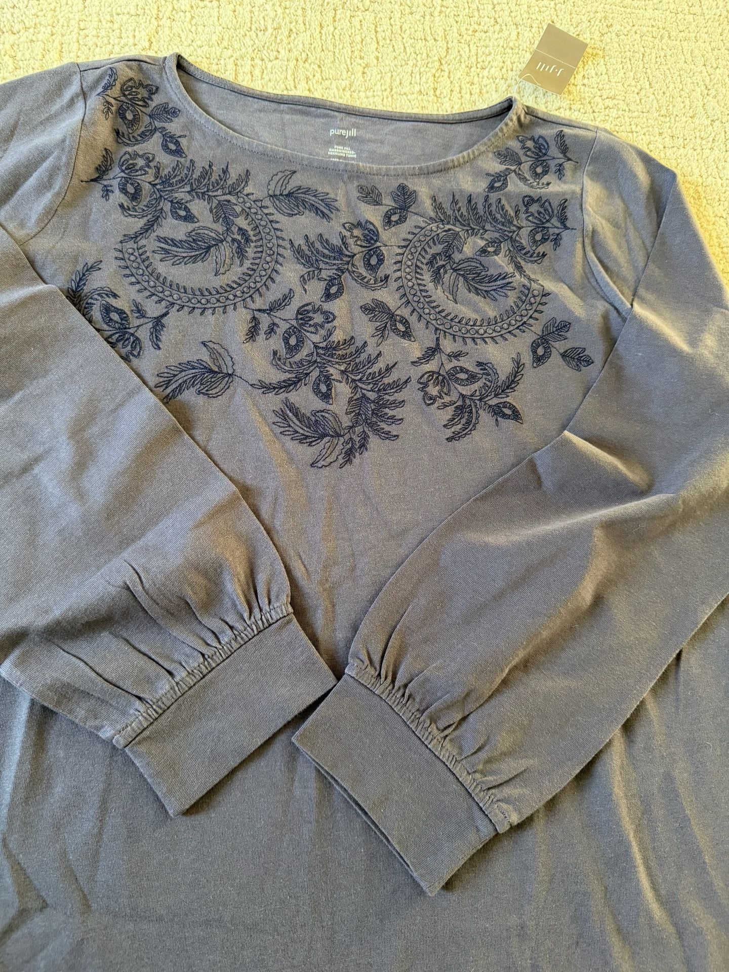 NWT Pure Jill Embroidered Neckline Tunic Size L Cotton 3